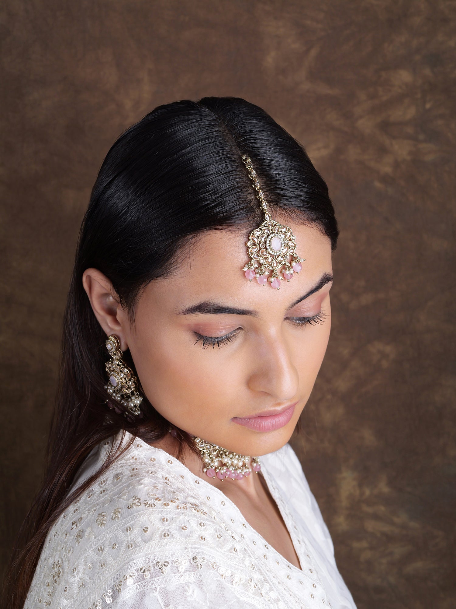 Neelmani Necklace Set in Light Pink