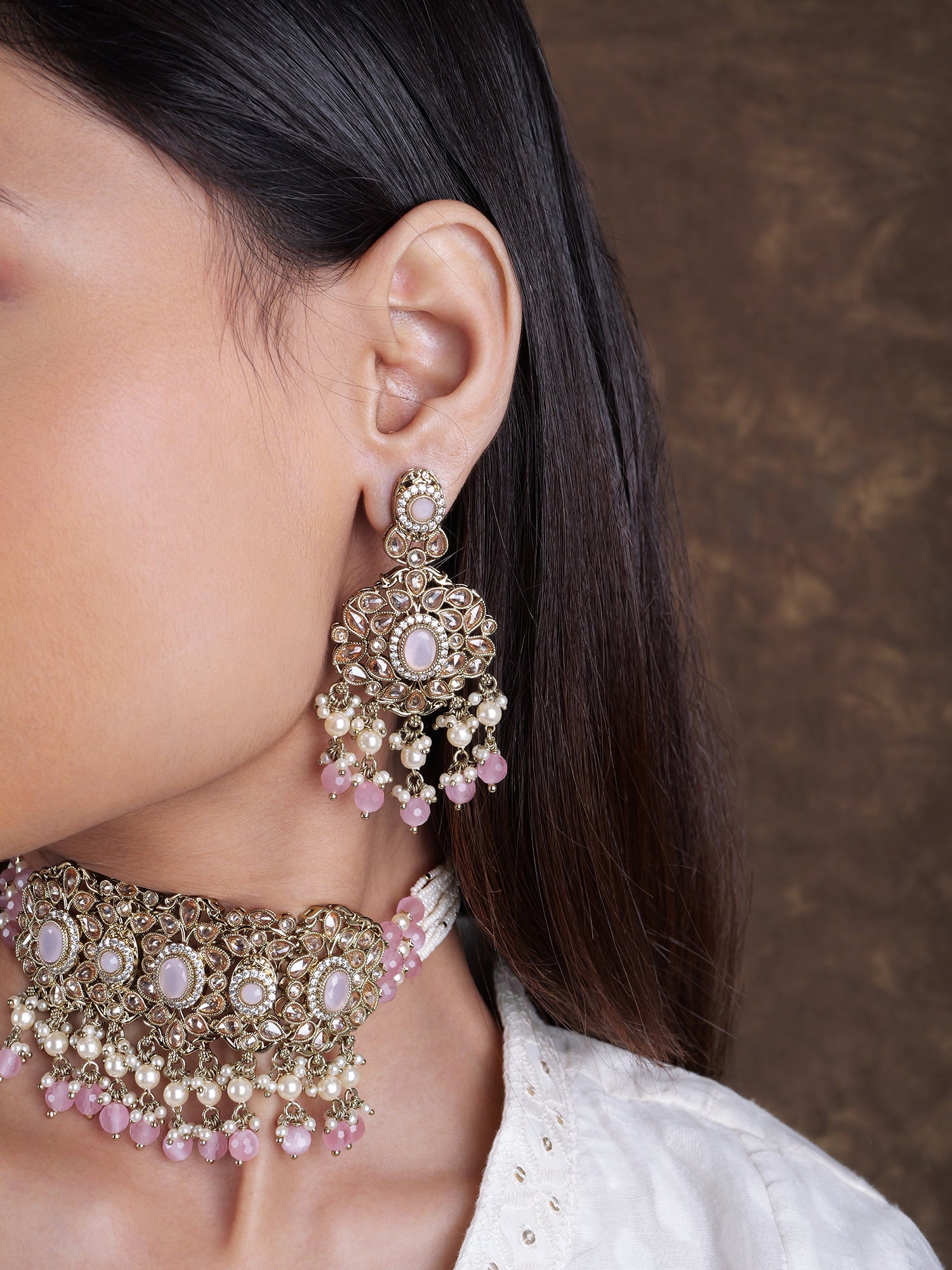 Neelmani Necklace Set in Light Pink
