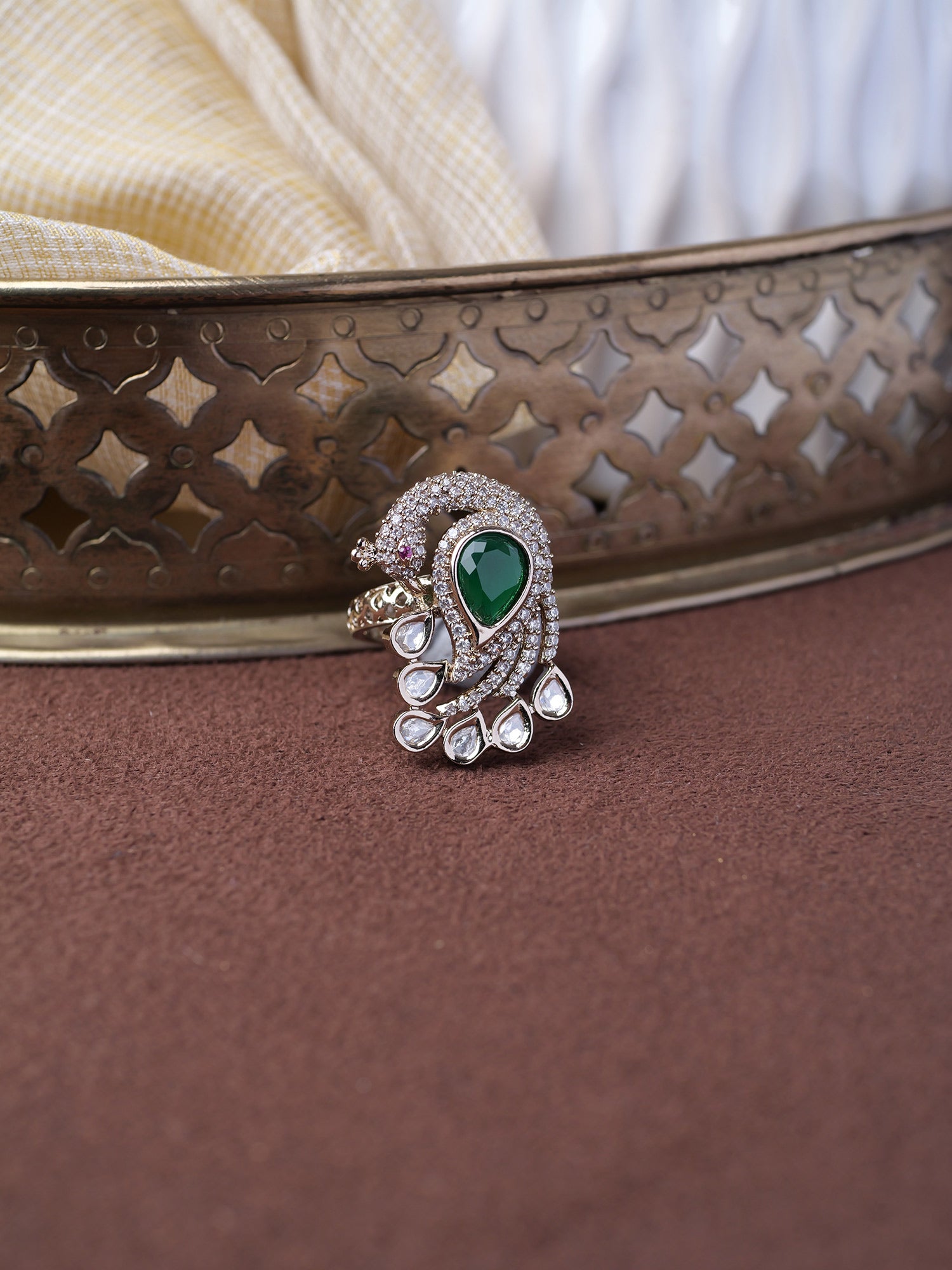 Neelmora Peacock Ring in Green