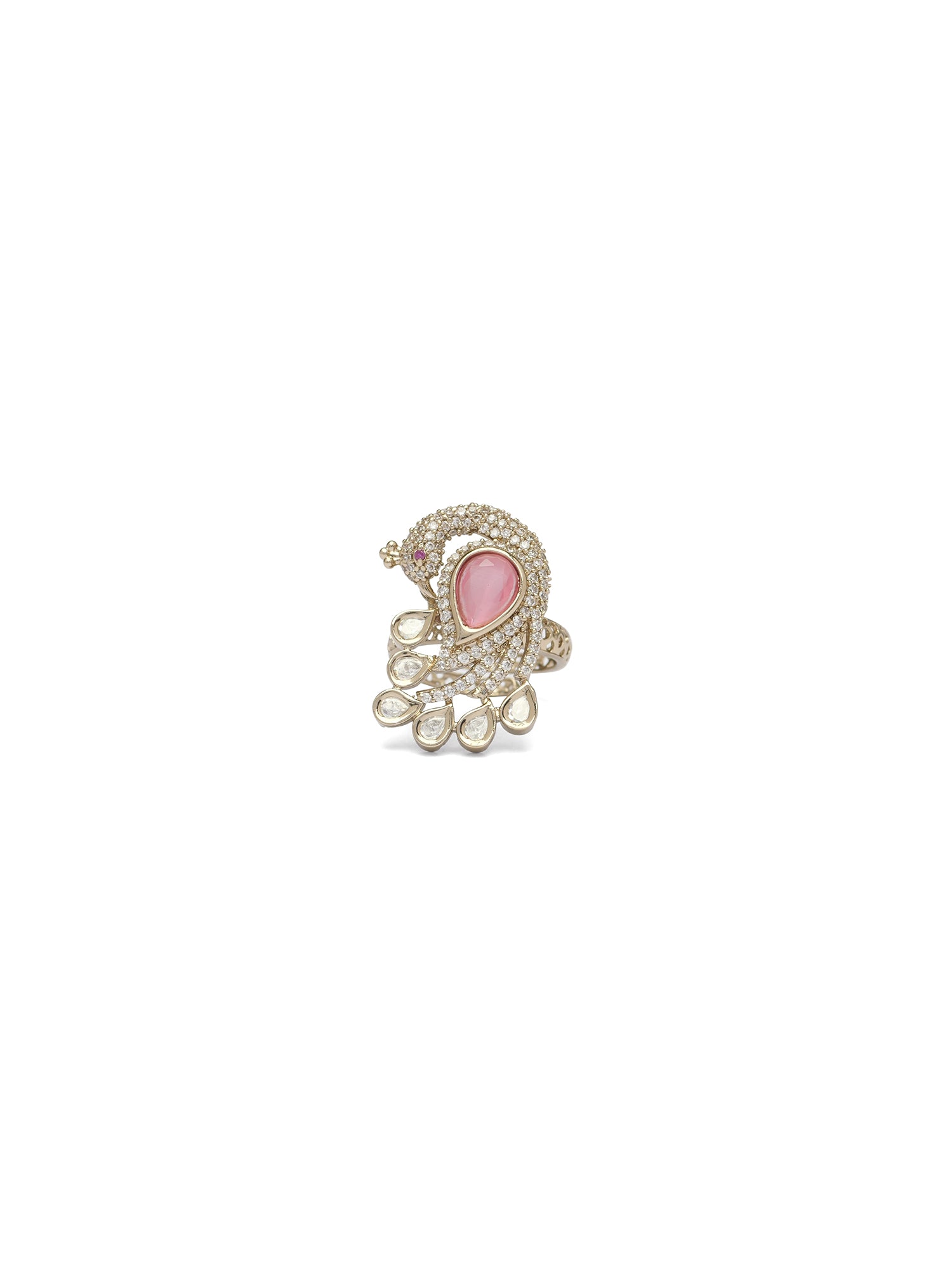 Neelmora Peacock Ring in Light Pink