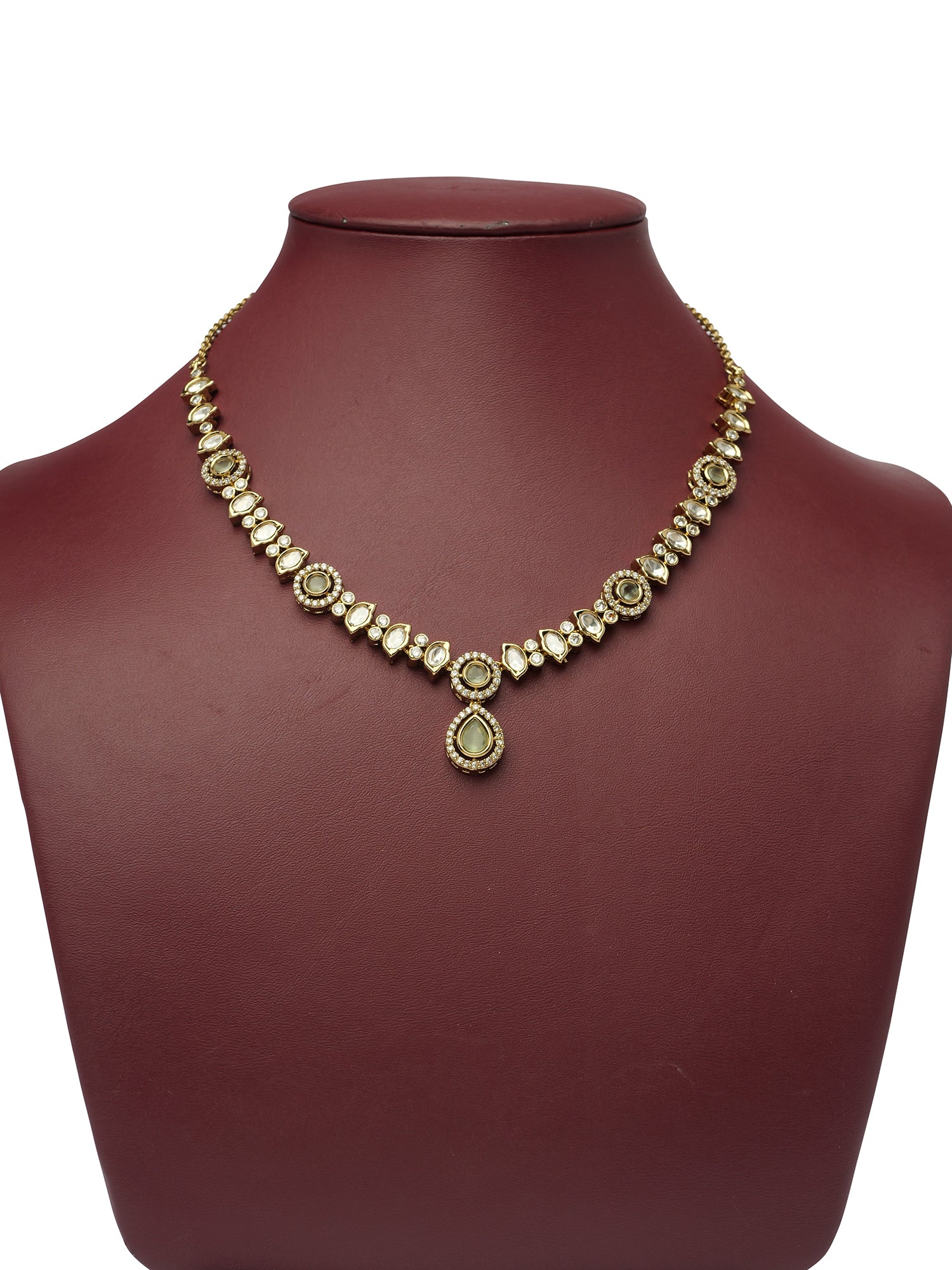 Neera Kundan Necklace Set in Mint