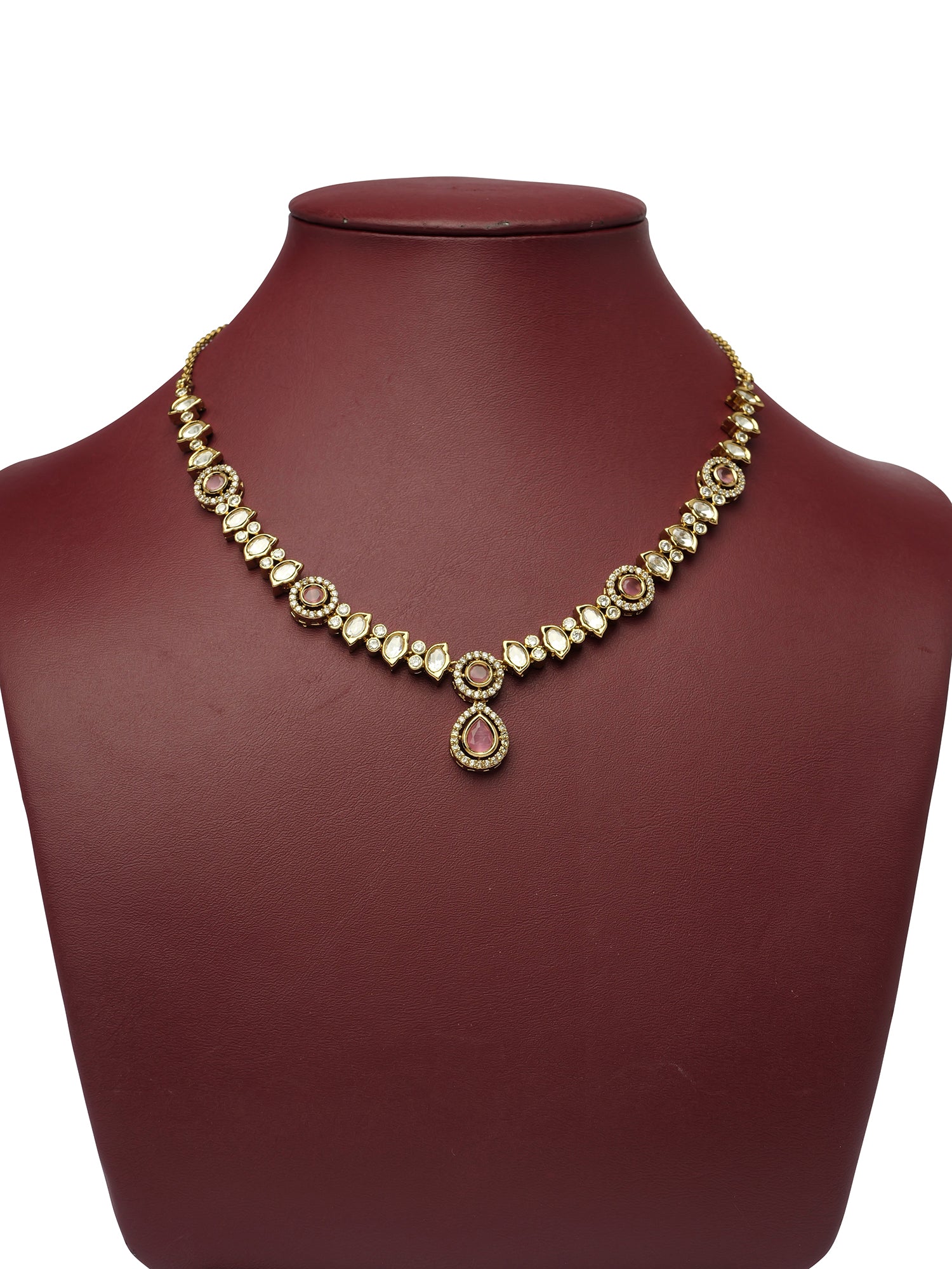 Neera Kundan Necklace Set in Pink