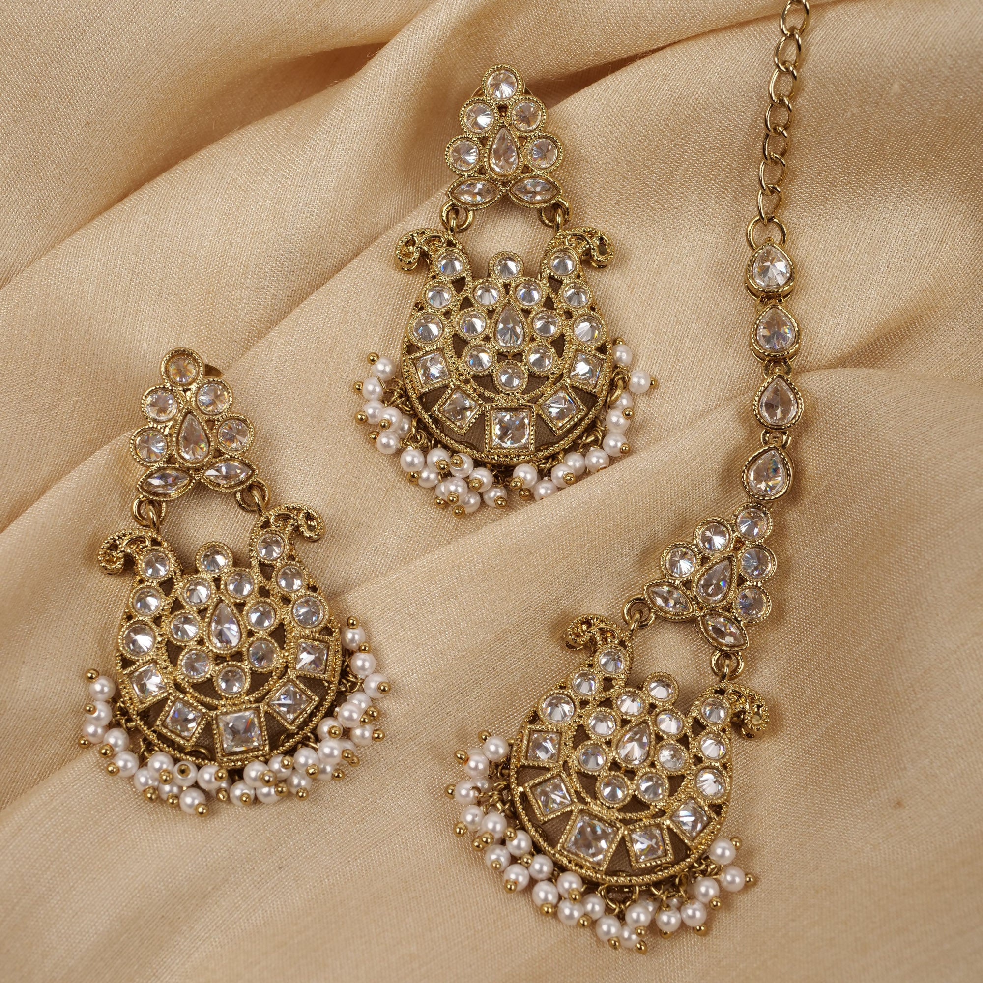 Neha Small Crystal Earrings in White