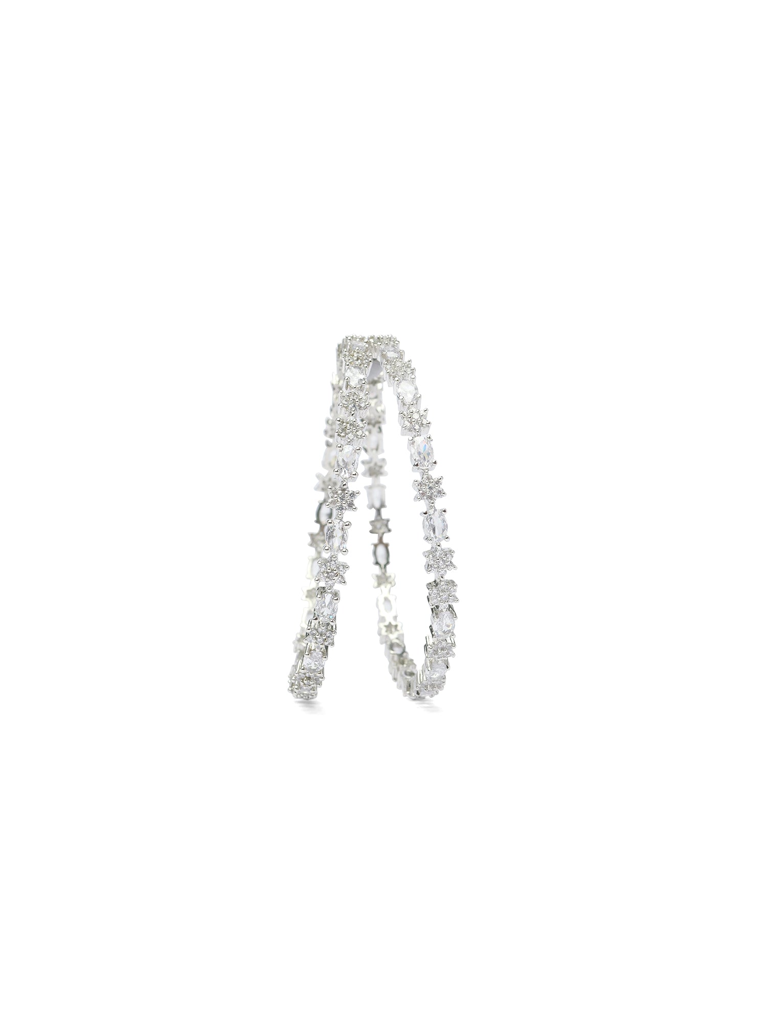 Nerina Cubic Zirconia Bangles in Rhodium