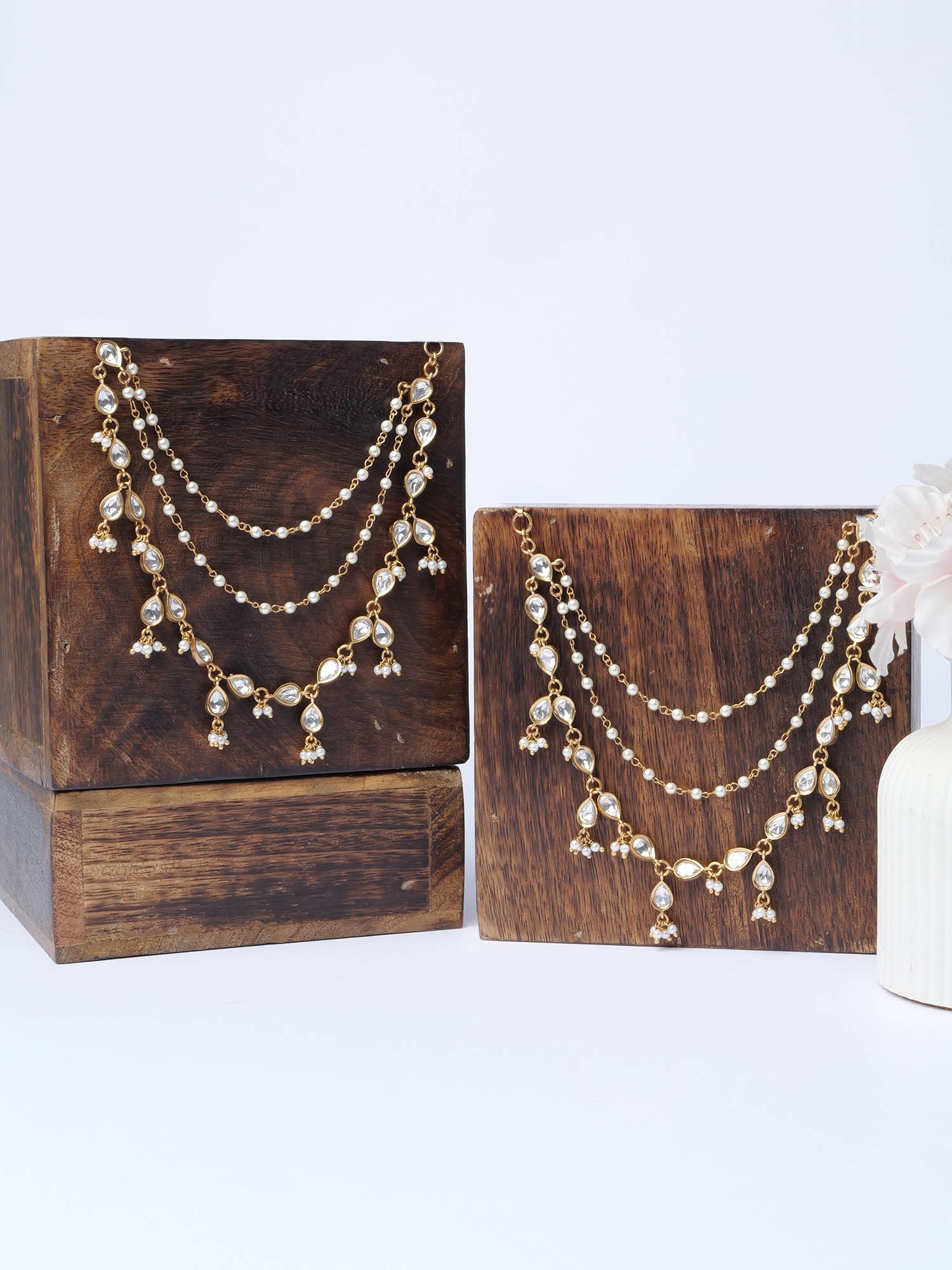 Neya Kundan Pearl Ear Chains