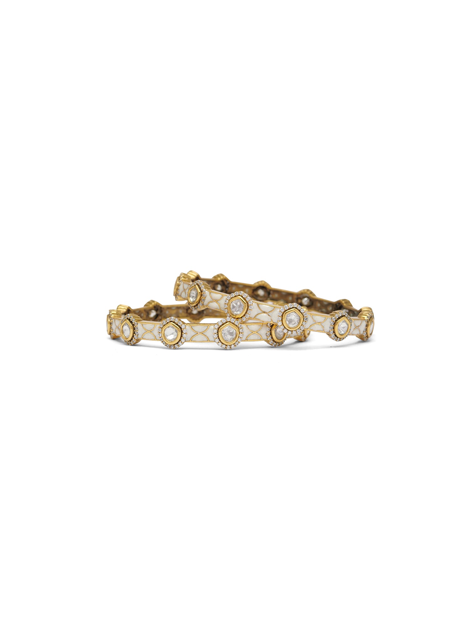 Neysa Kundan Bangles in White