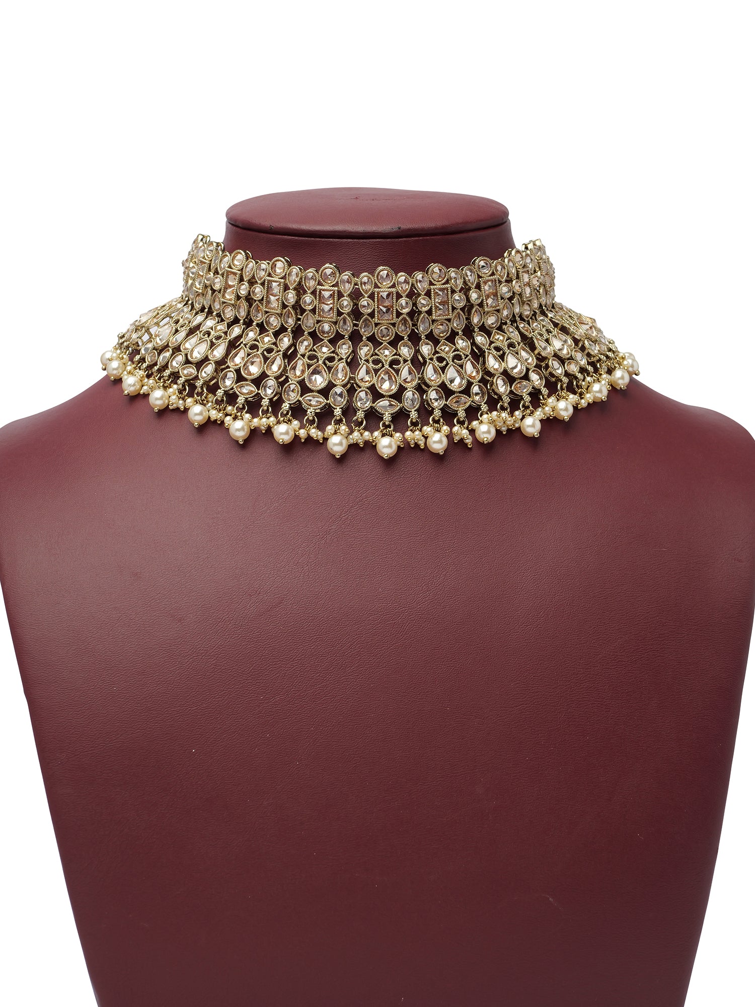 Niharika Bridal Necklace Set in Champagne and Antique Gold