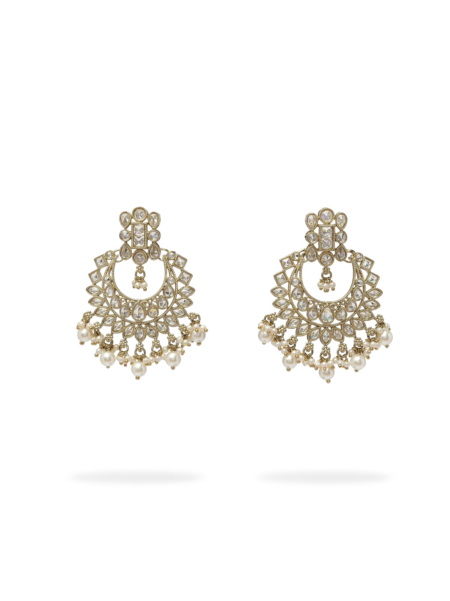 Niharika Bridal Necklace Set in White and Antique Gold