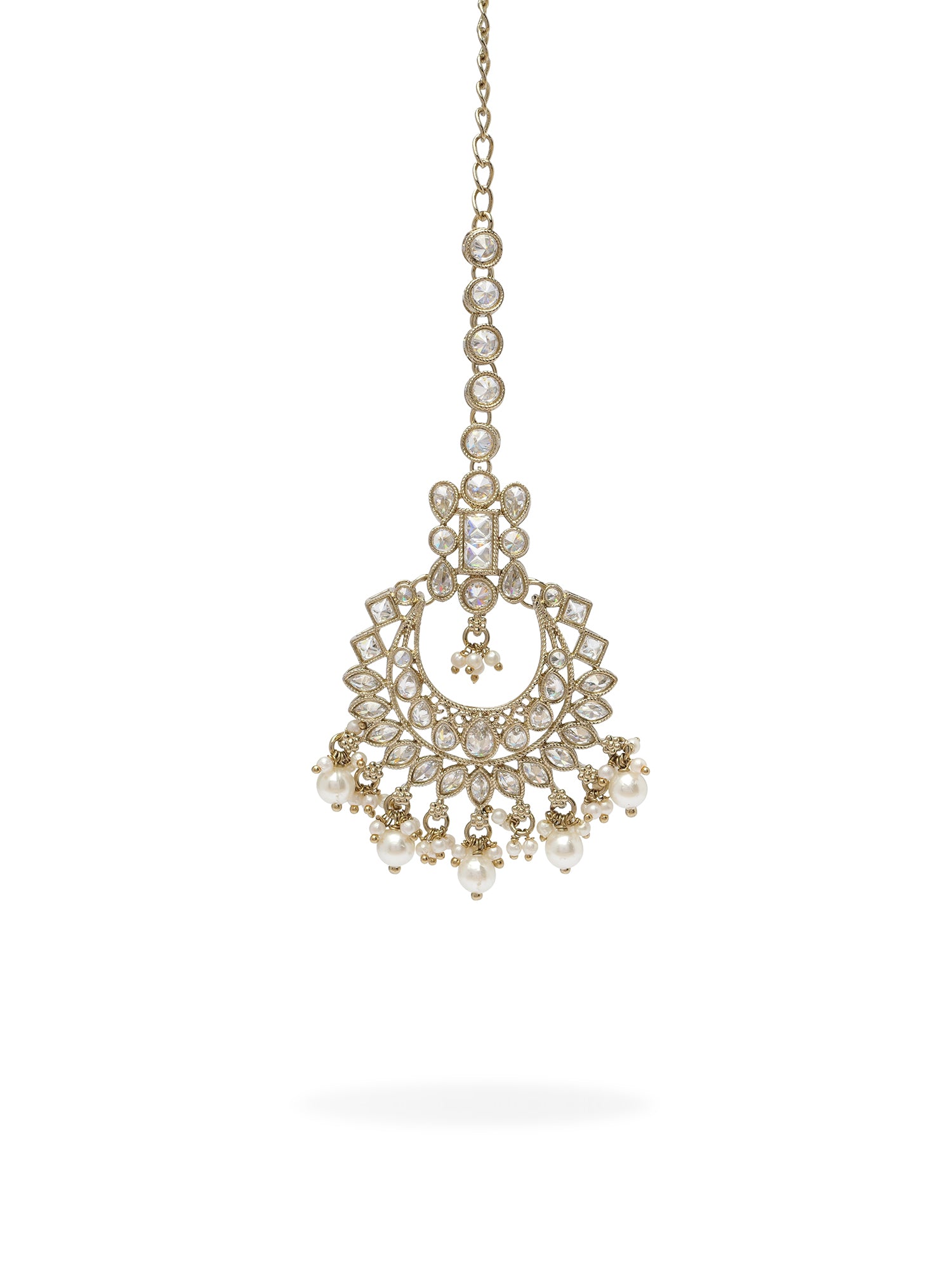 Niharika Bridal Necklace Set in White and Antique Gold