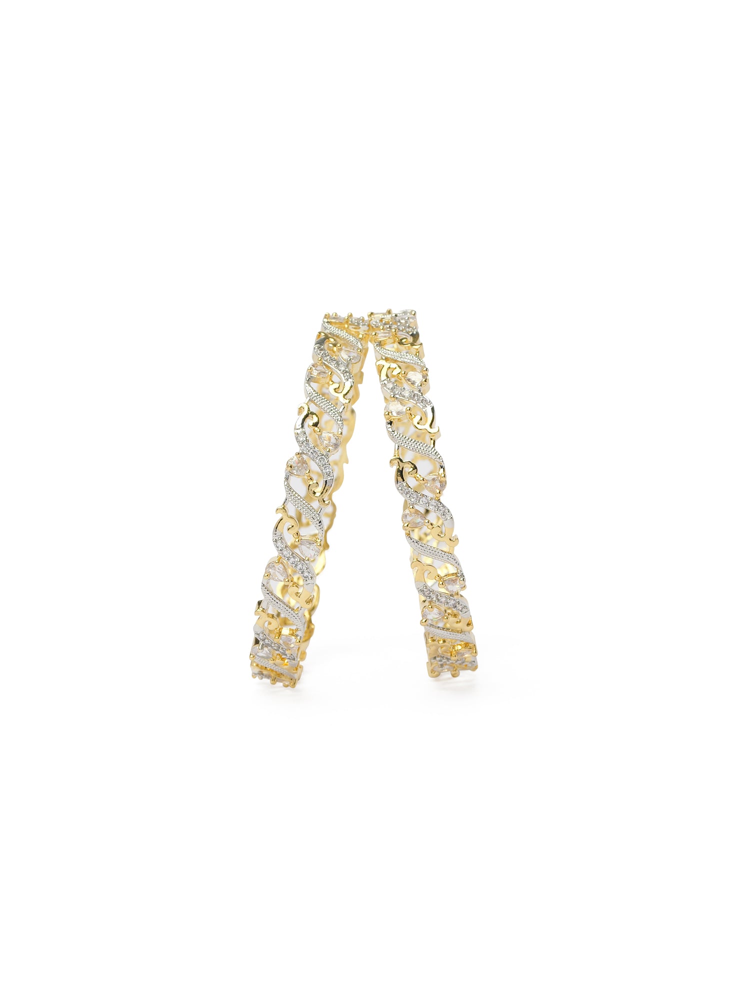 Nila Cubic Zirconia Bangles in Gold and Rhodium
