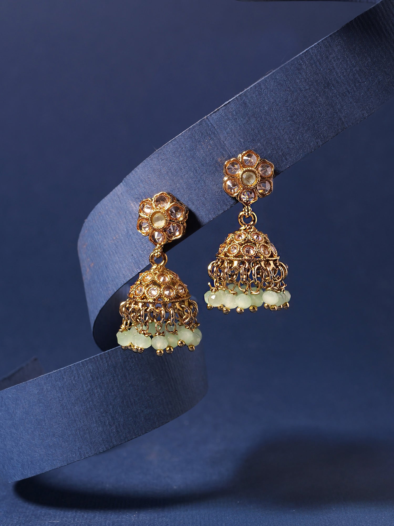 Nilima Small Jhumka Earrings in Mint