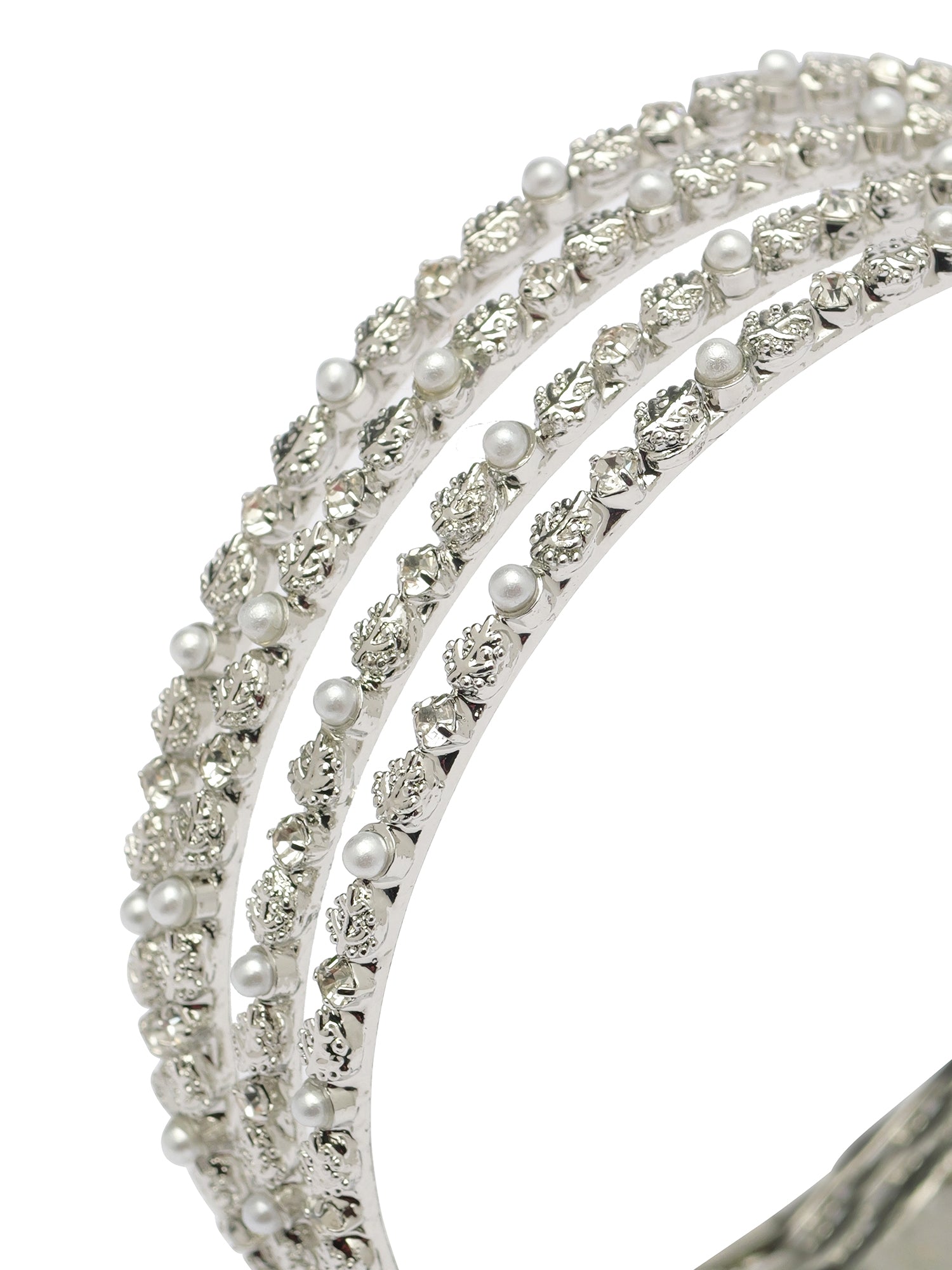 Nimaya Diamante Bangles in Pearl and Rhodium