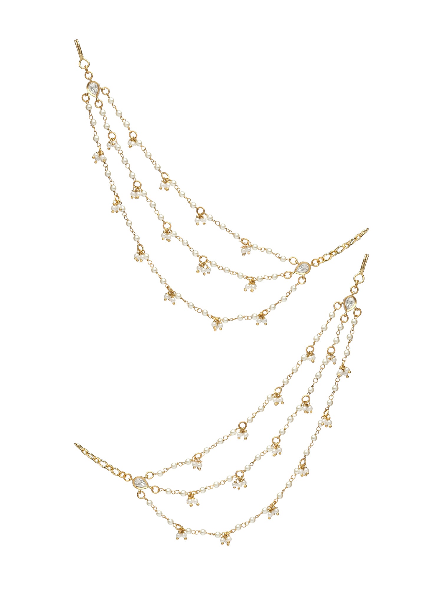 Nira Kundan Ear Chains in Pearl