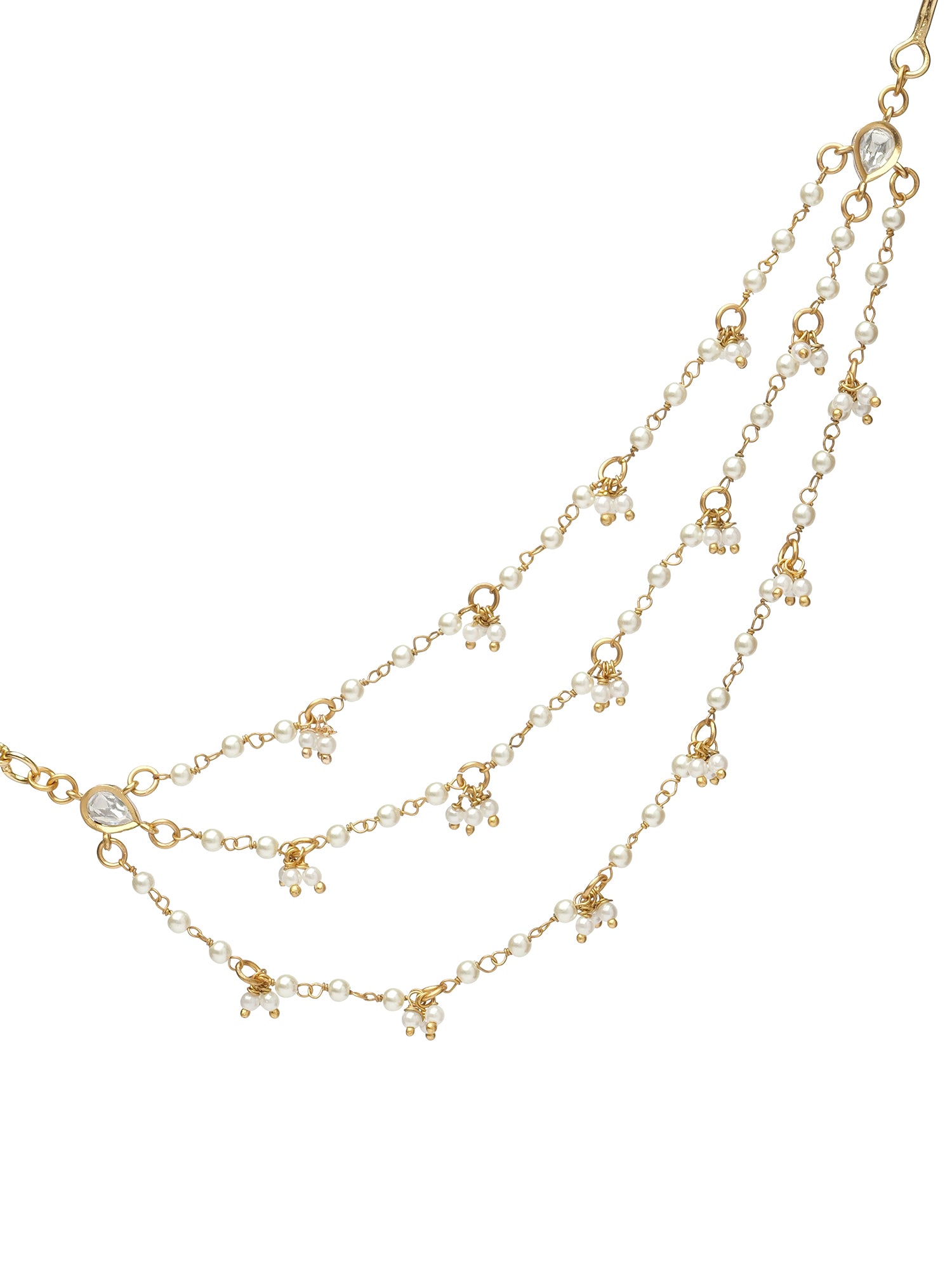 Nira Kundan Ear Chains in Pearl