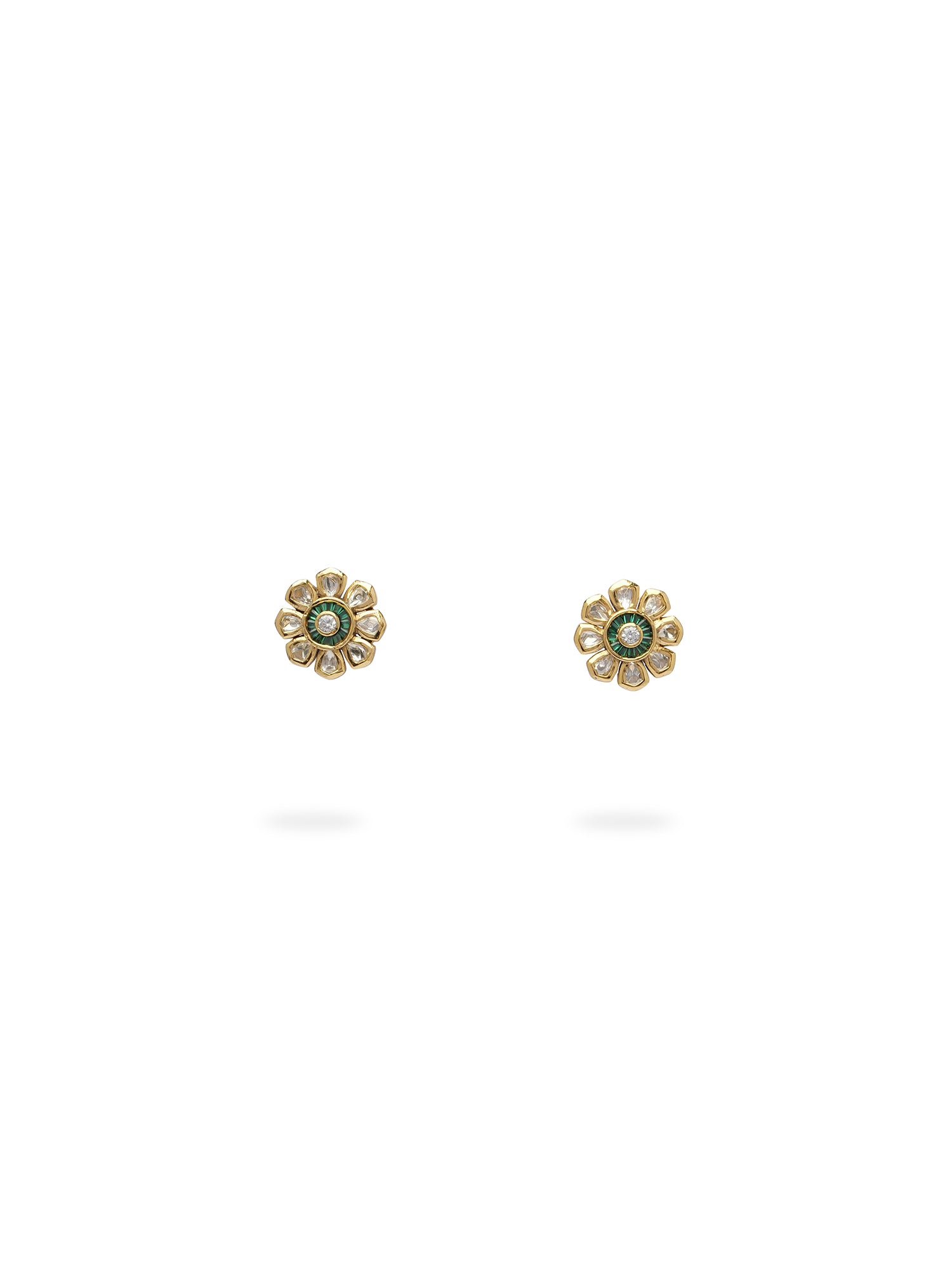 Nita Kundan Studs in Green