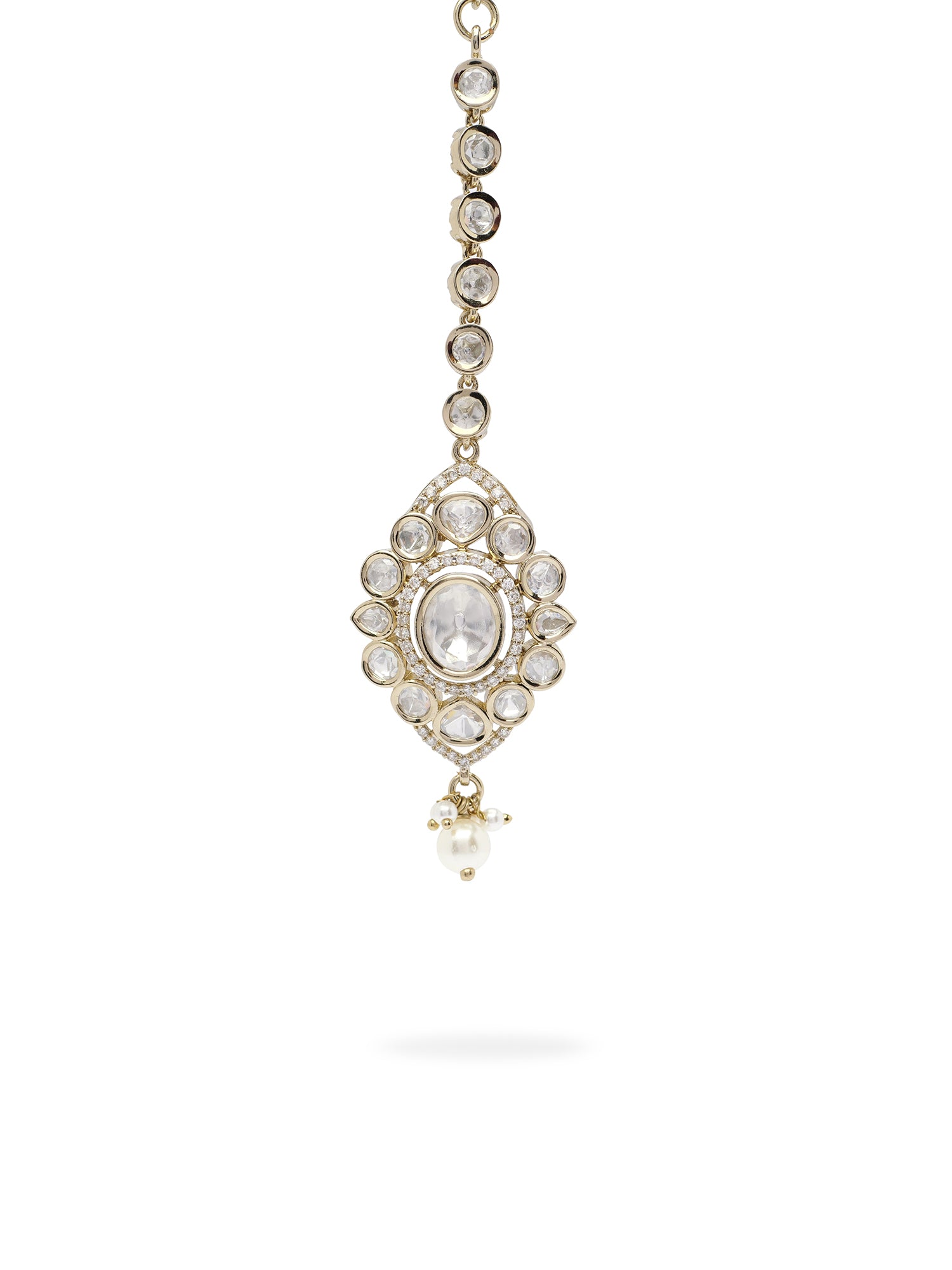Niva Kundan Necklace Set in White and Antique Gold