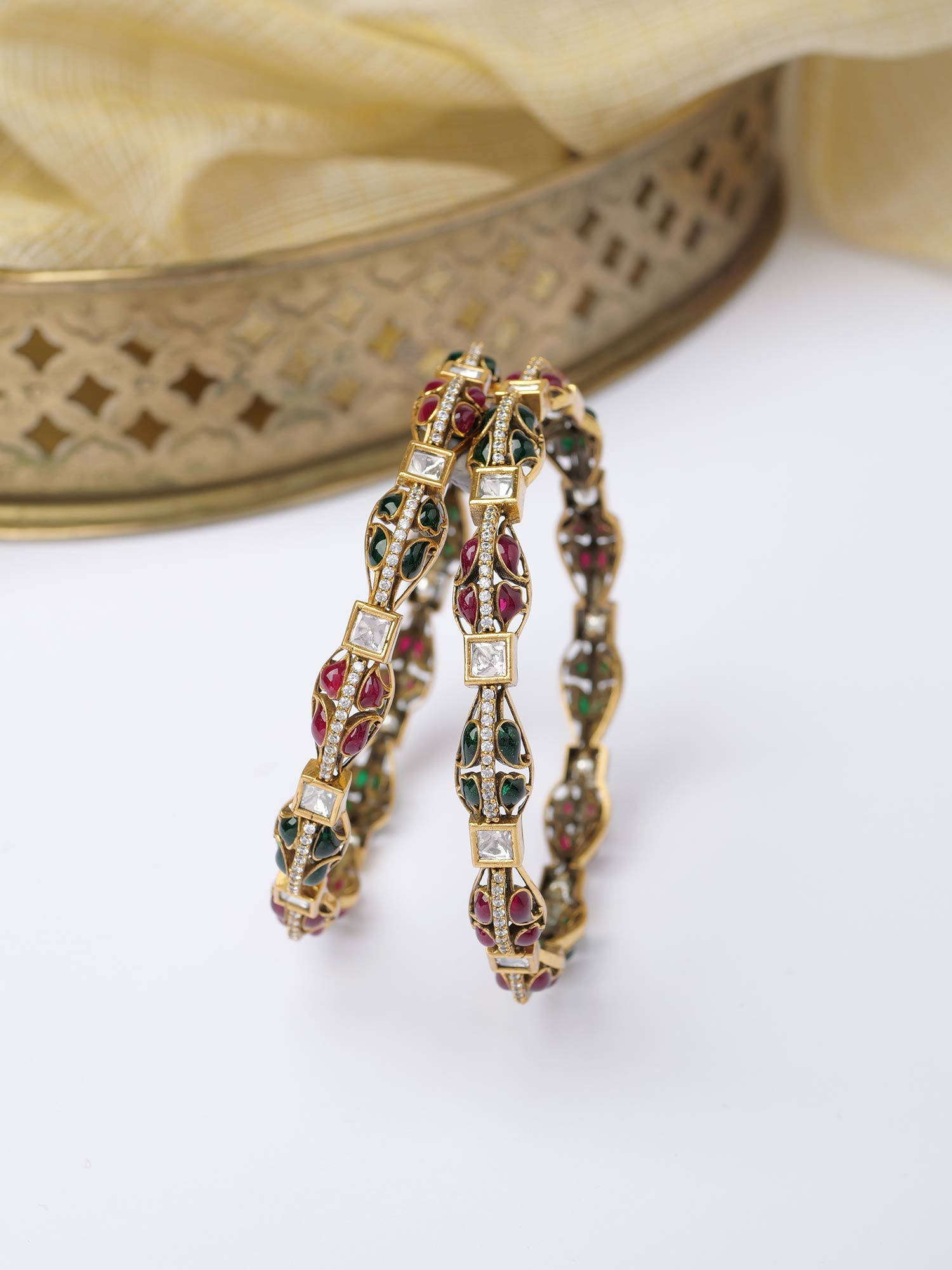 Nivya Kundan Bangles in Multi