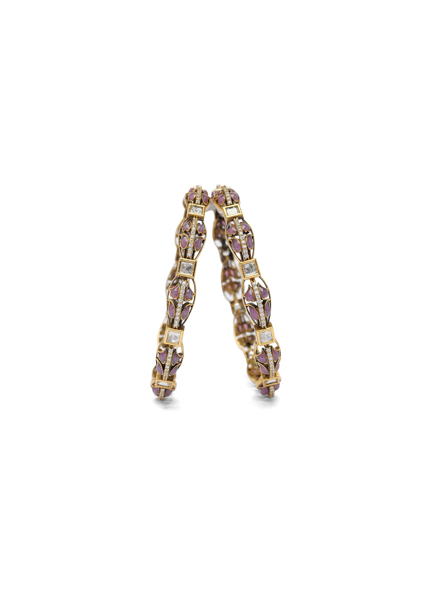 Nivya Kundan Bangles in Purple