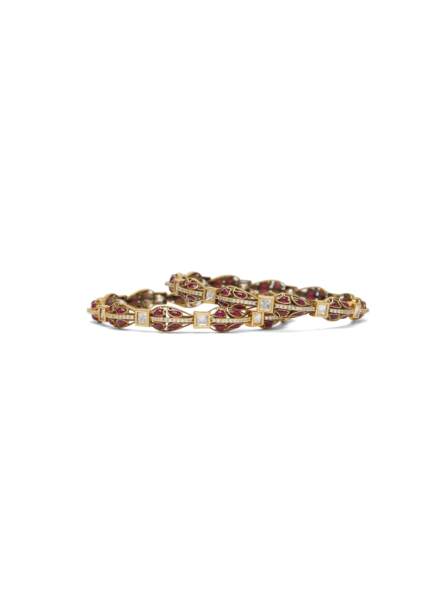 Nivya Kundan Bangles in Ruby
