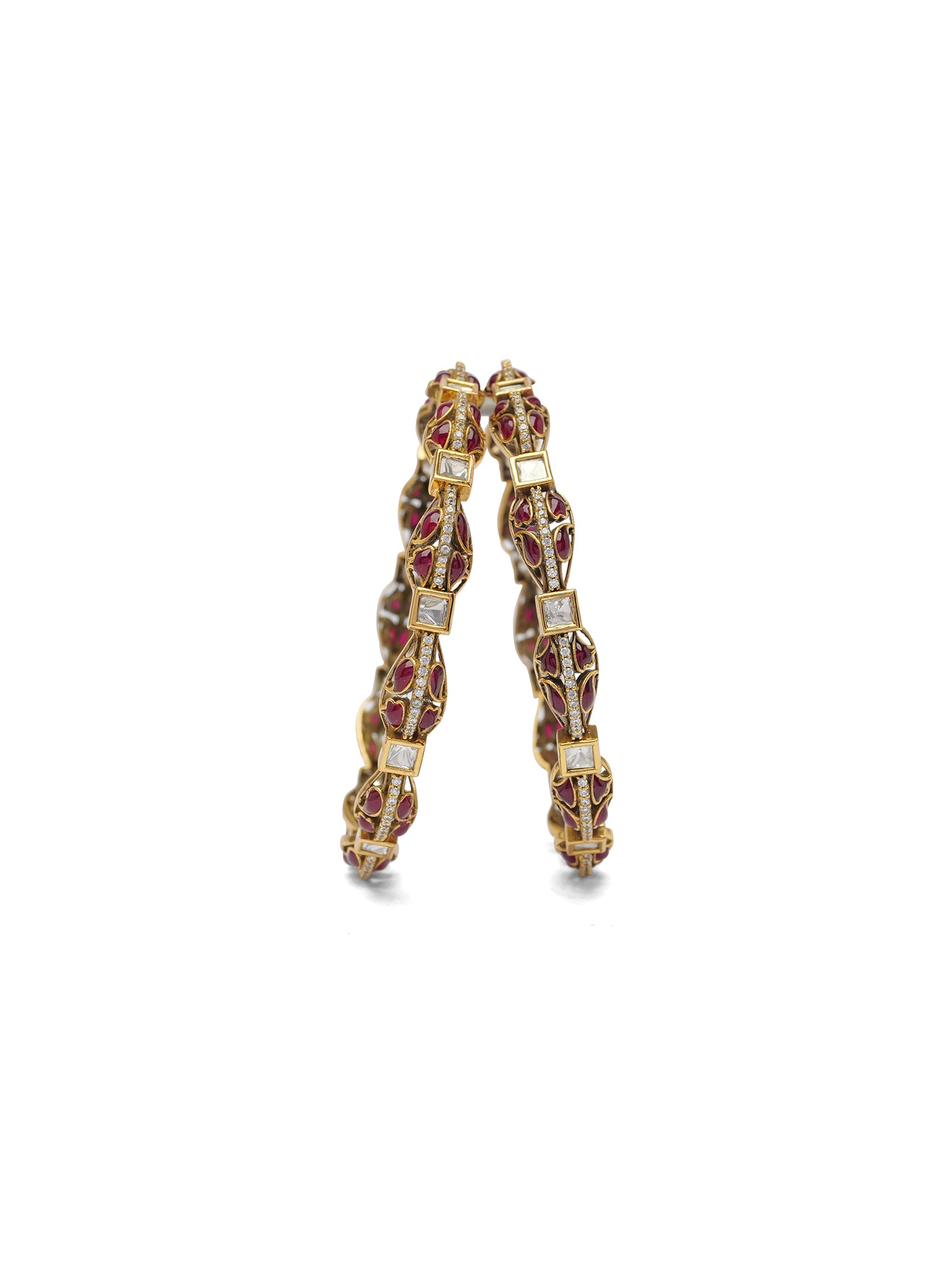 Nivya Kundan Bangles in Ruby