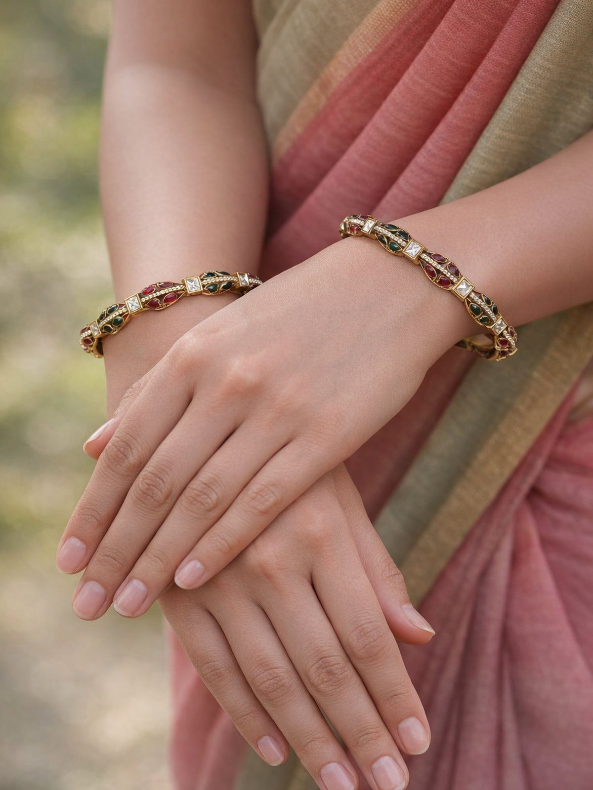 Nivya Kundan Bangles in Multi