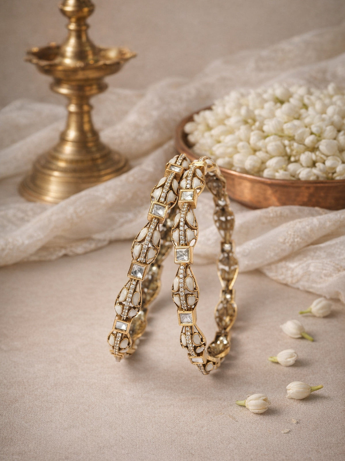 Nivya Kundan Bangles in Purple