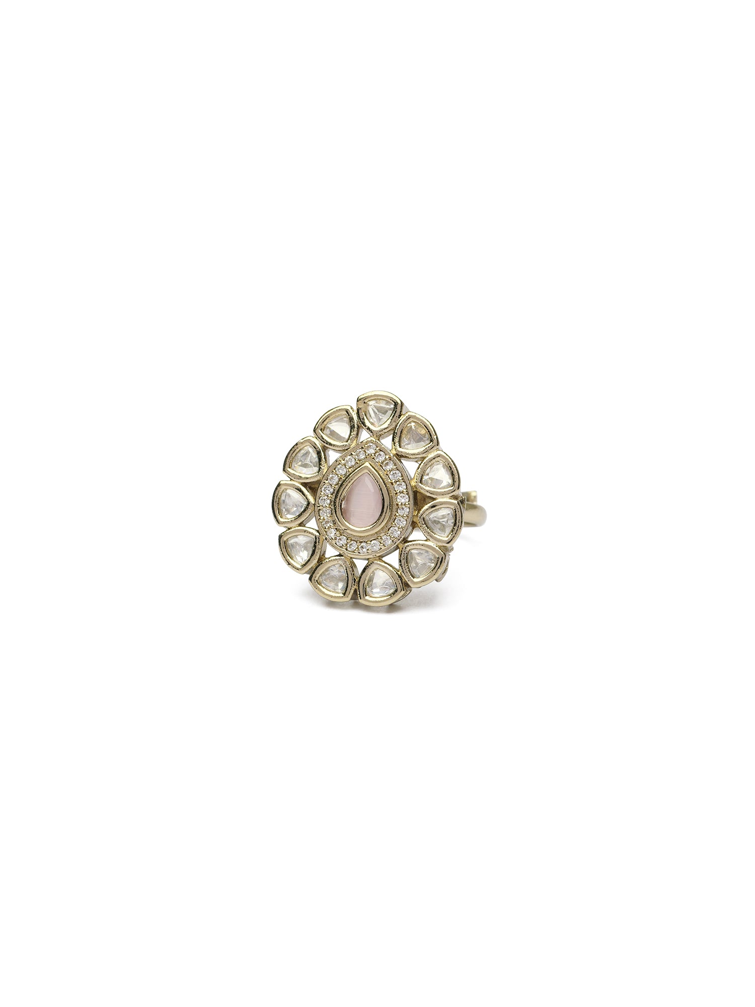 Niya Kundan Ring in Light Pink and Antique Gold