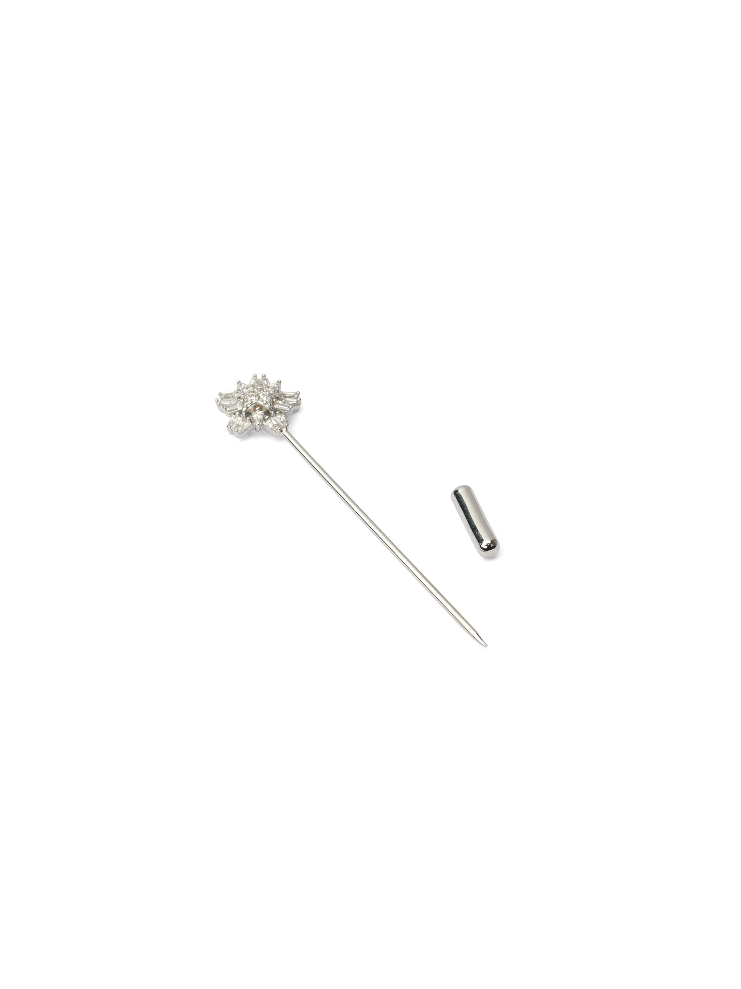 Noora Scarf Pin in White and Rhodium