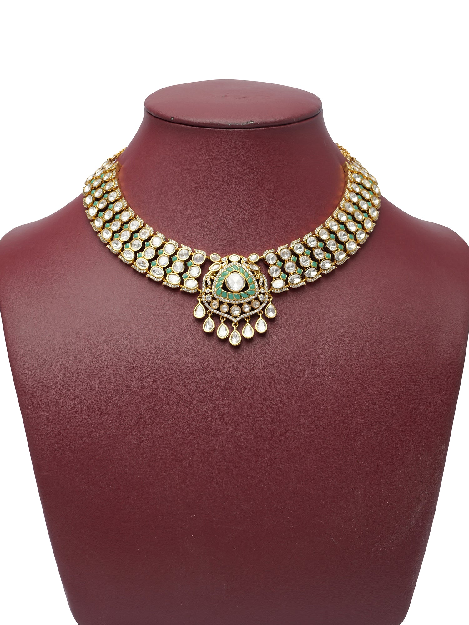Noorina Kundan Necklace Set in Light Blue