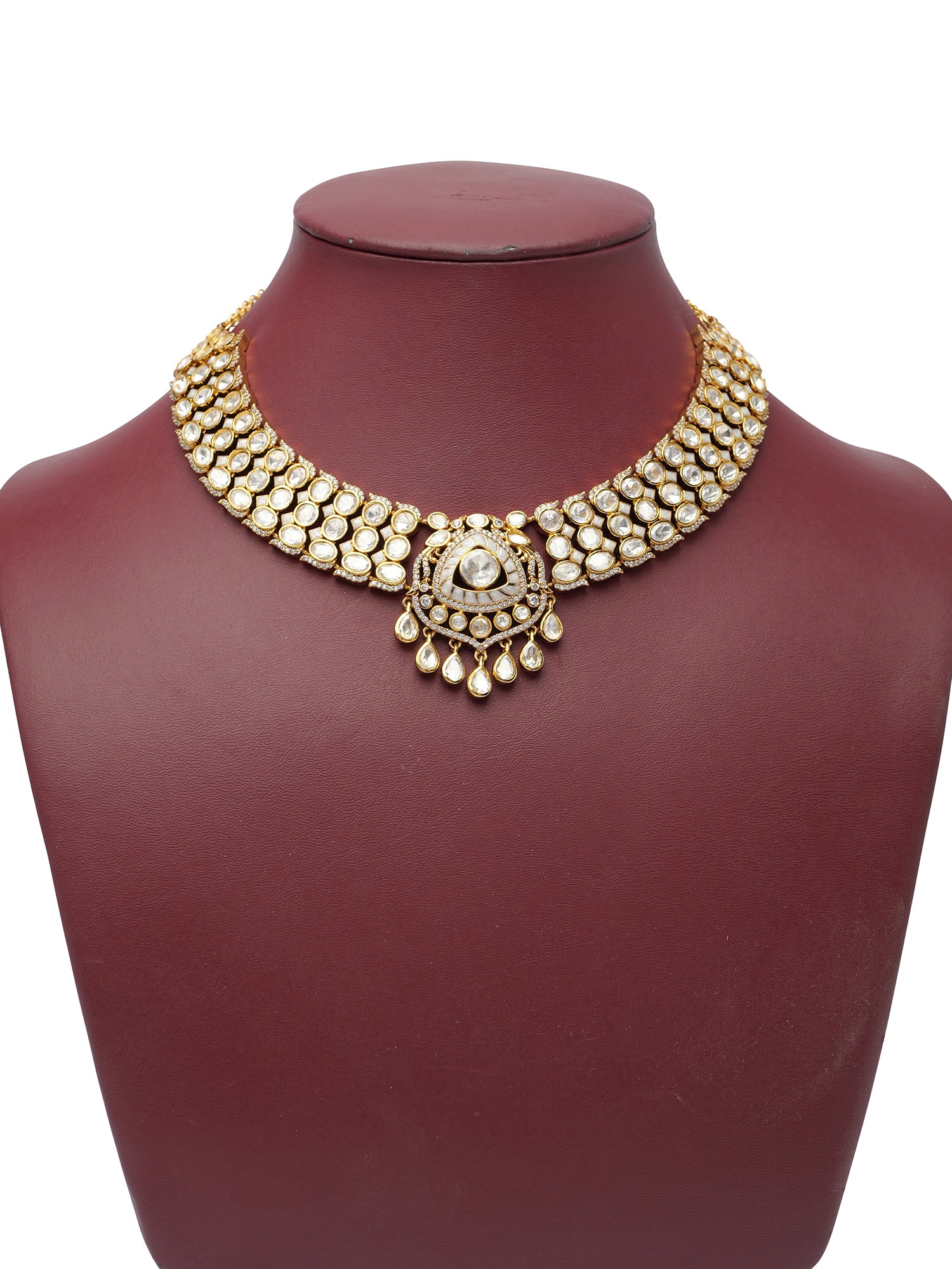 Noorina Kundan Necklace Set in White