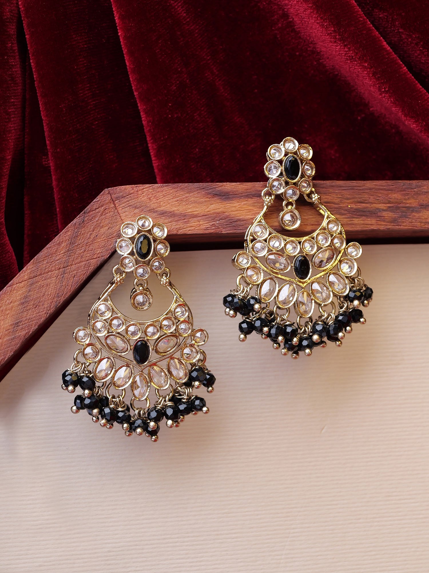 Noreen Chandbali Earrings in Black
