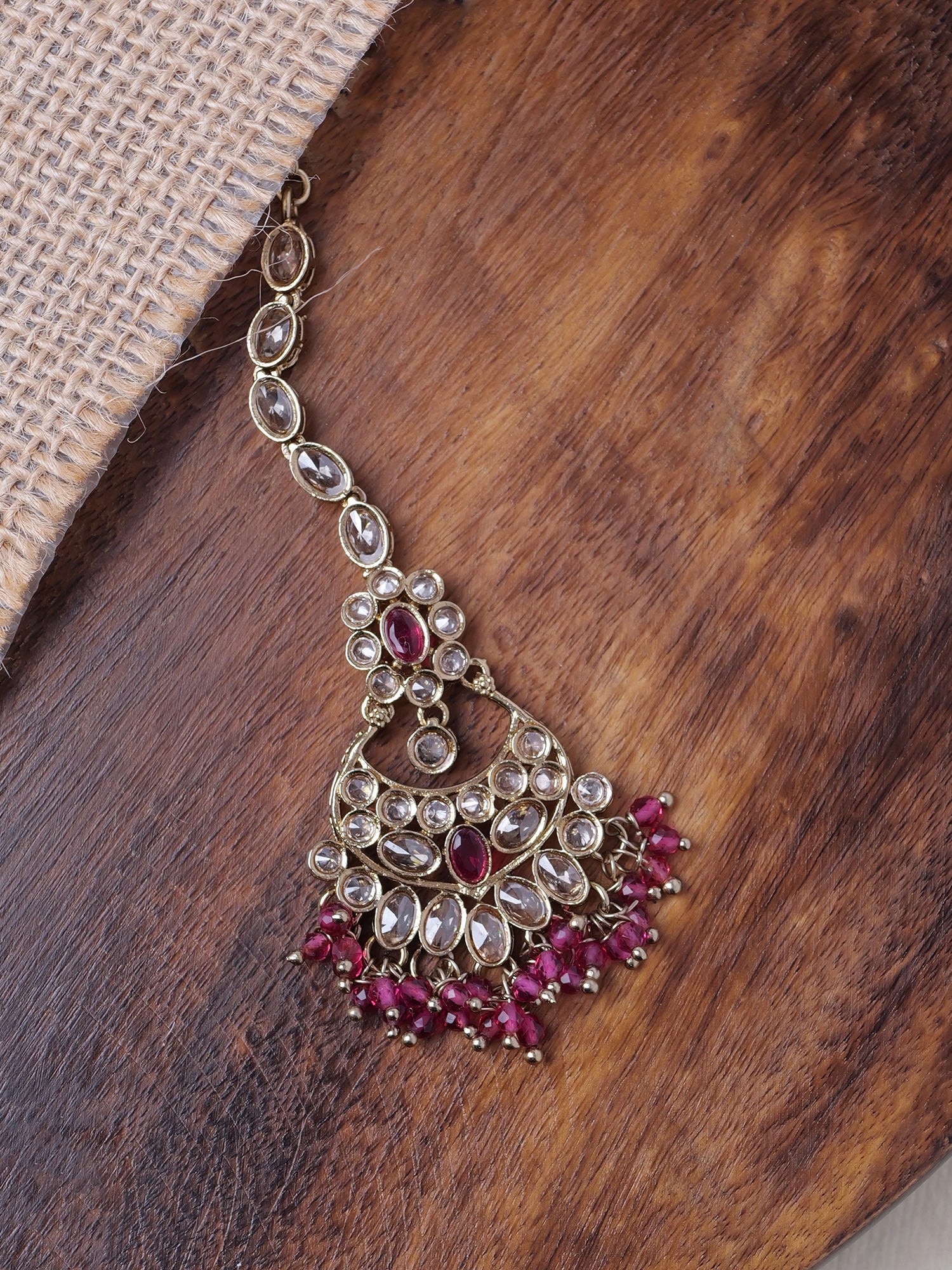 Noreen Maang Tikka in Hot Pink