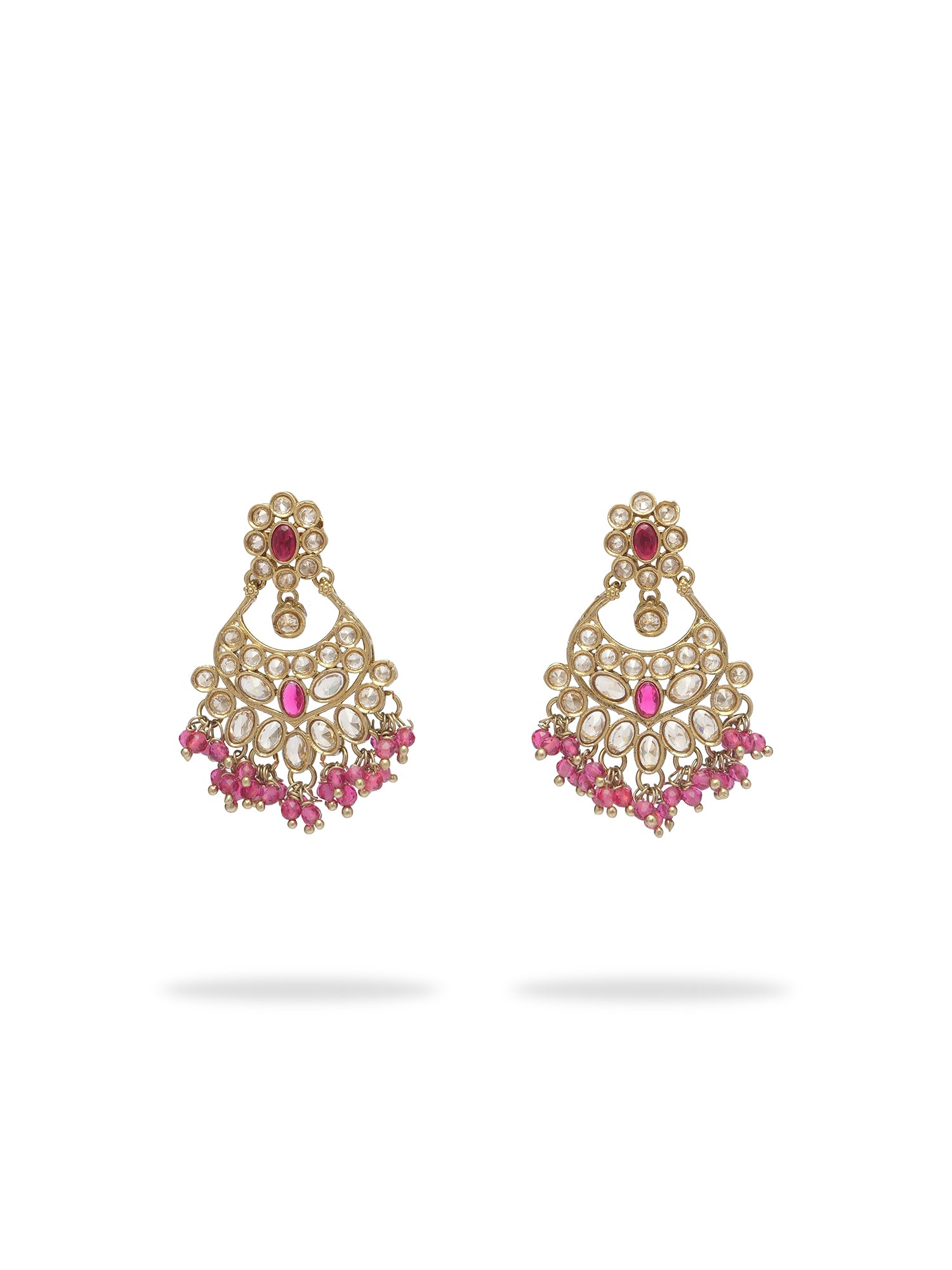 Noreen Chandbali Earrings in Hot Pink