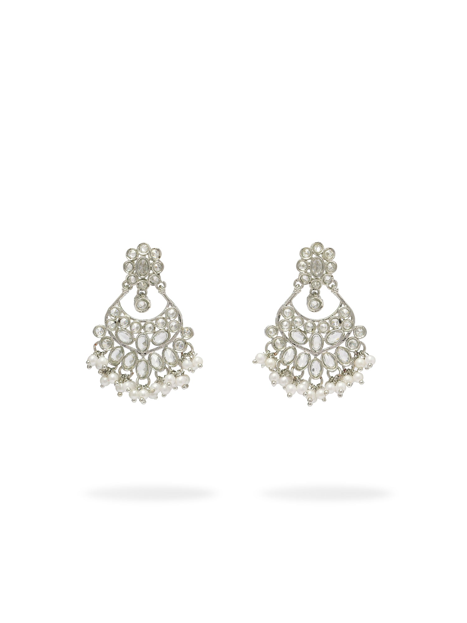 Noreen Chandbali Earrings in Rhodium