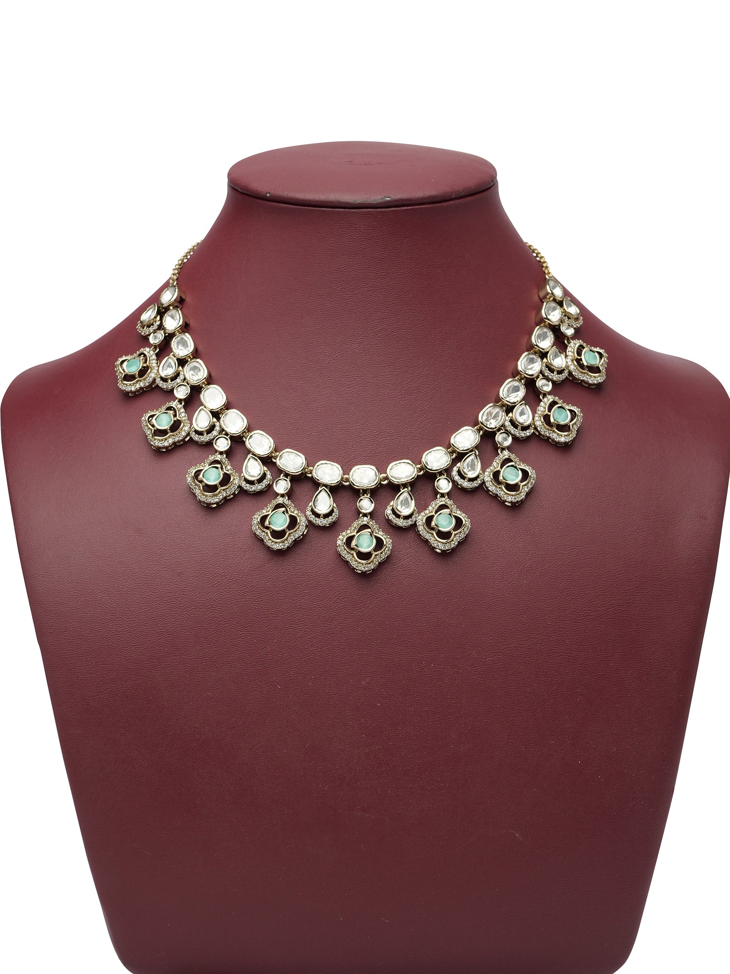 Nosheen Kundan Necklace Set in Mint