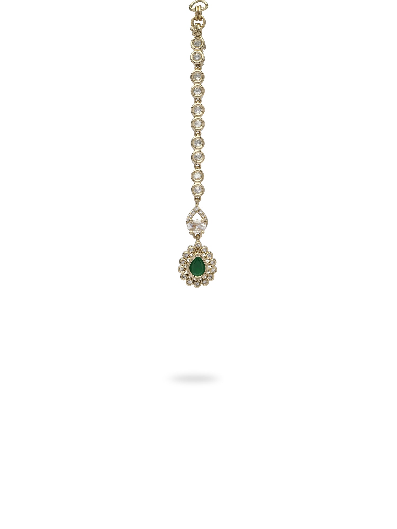 Noura Kundan Necklace Set in Green and Antique Gold