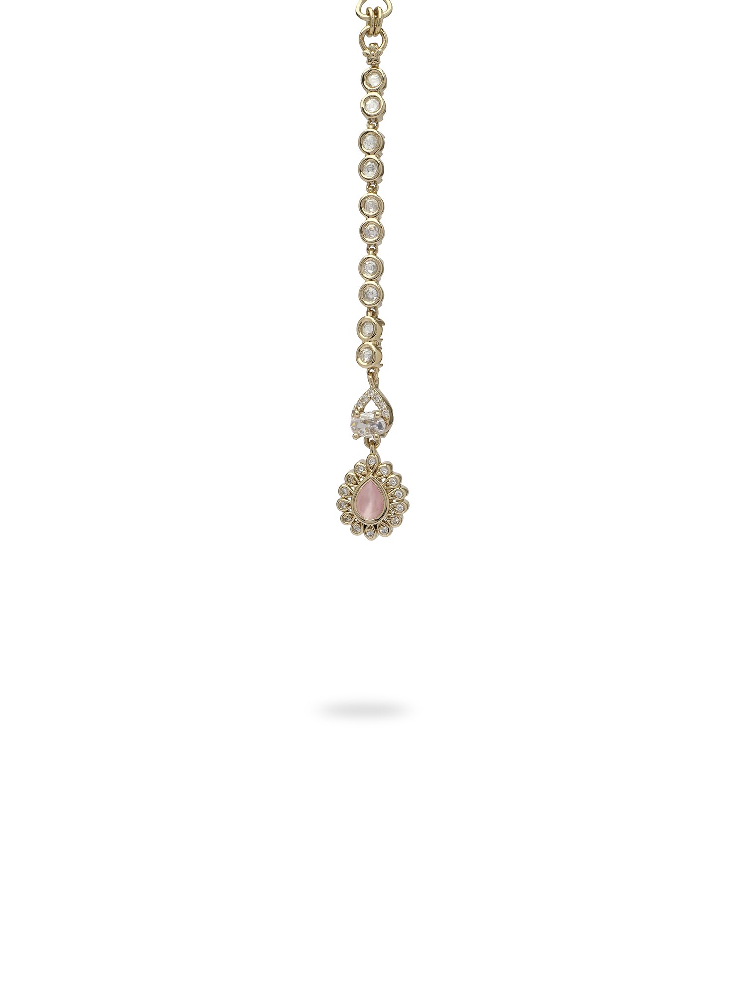 Noura Kundan Necklace Set in Light Pink and Antique Gold