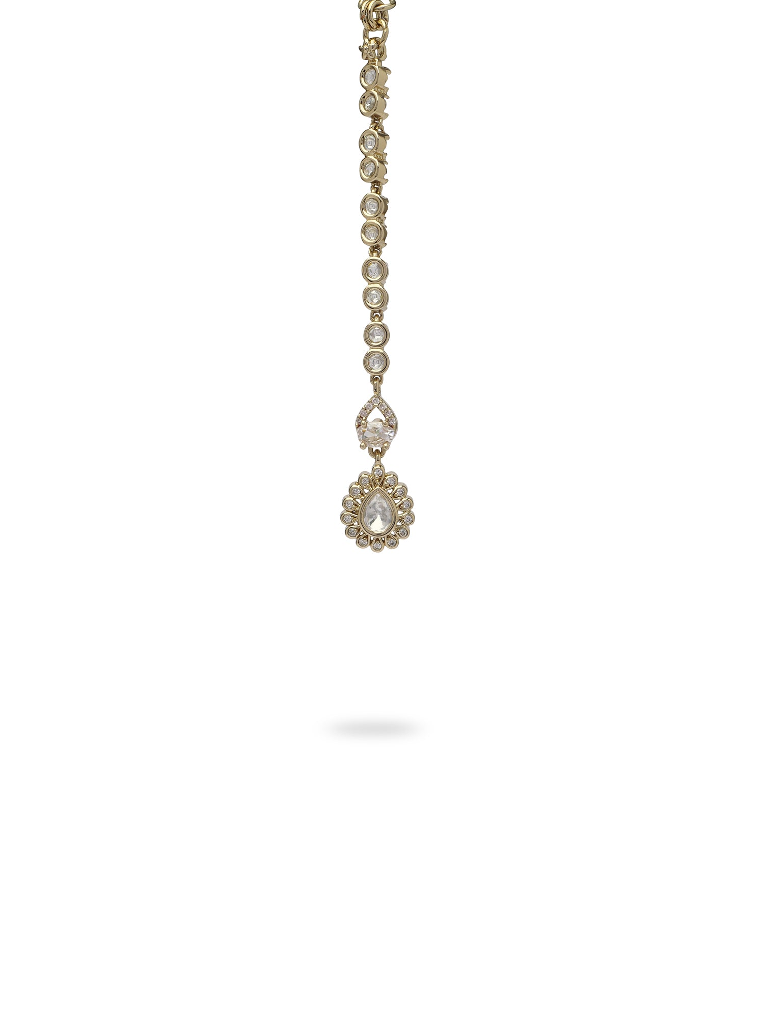 Noura Kundan Necklace Set in White and Antique Gold