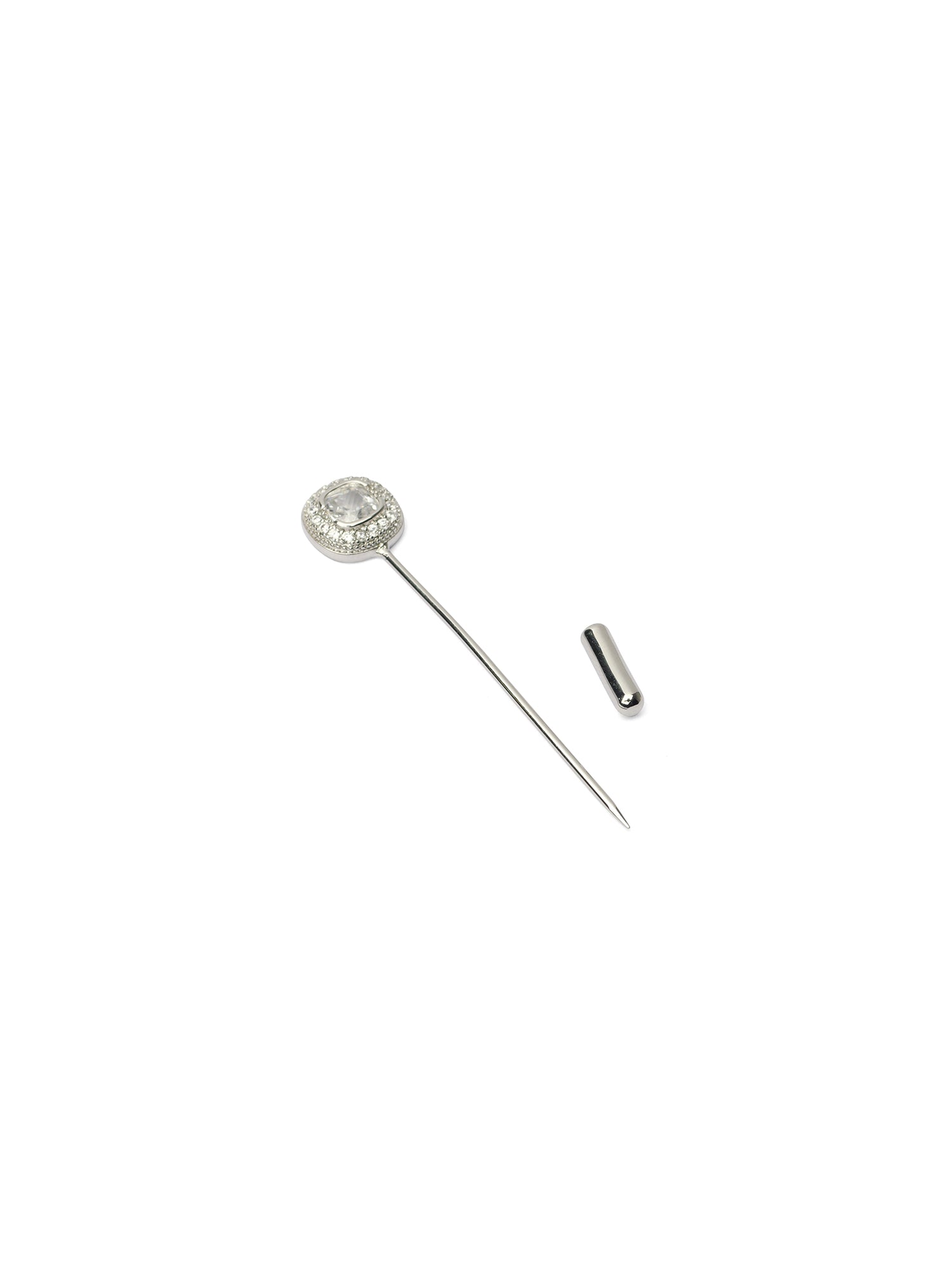 Nura Scarf Pin in White and Rhodium
