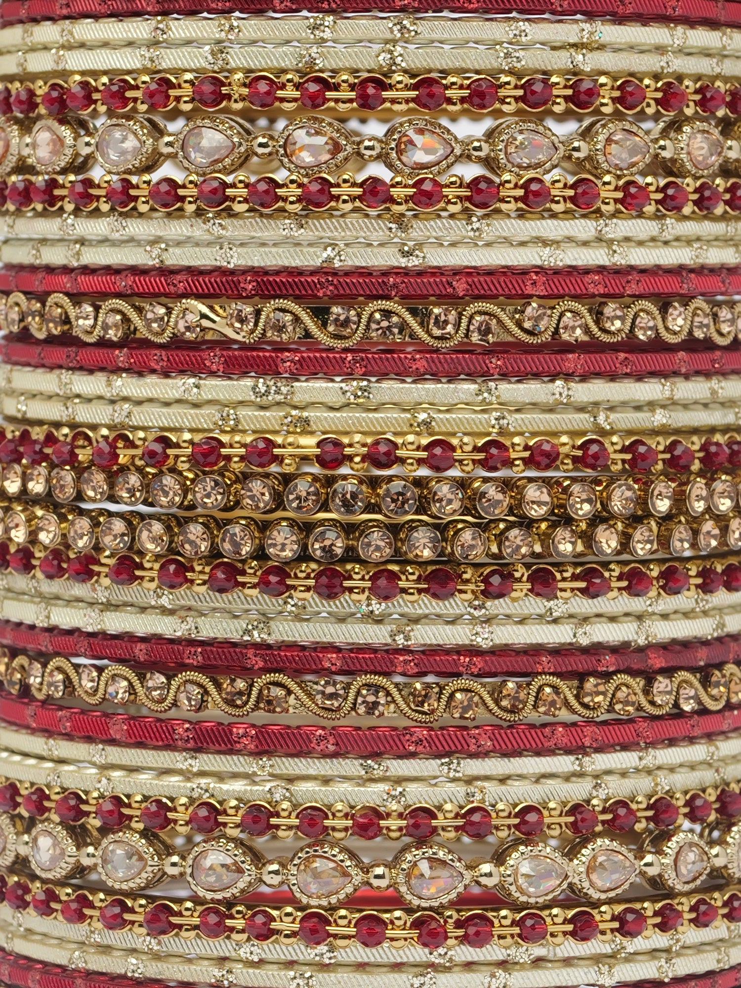 Nuvira Bangle Set in Maroon and Antique Gold