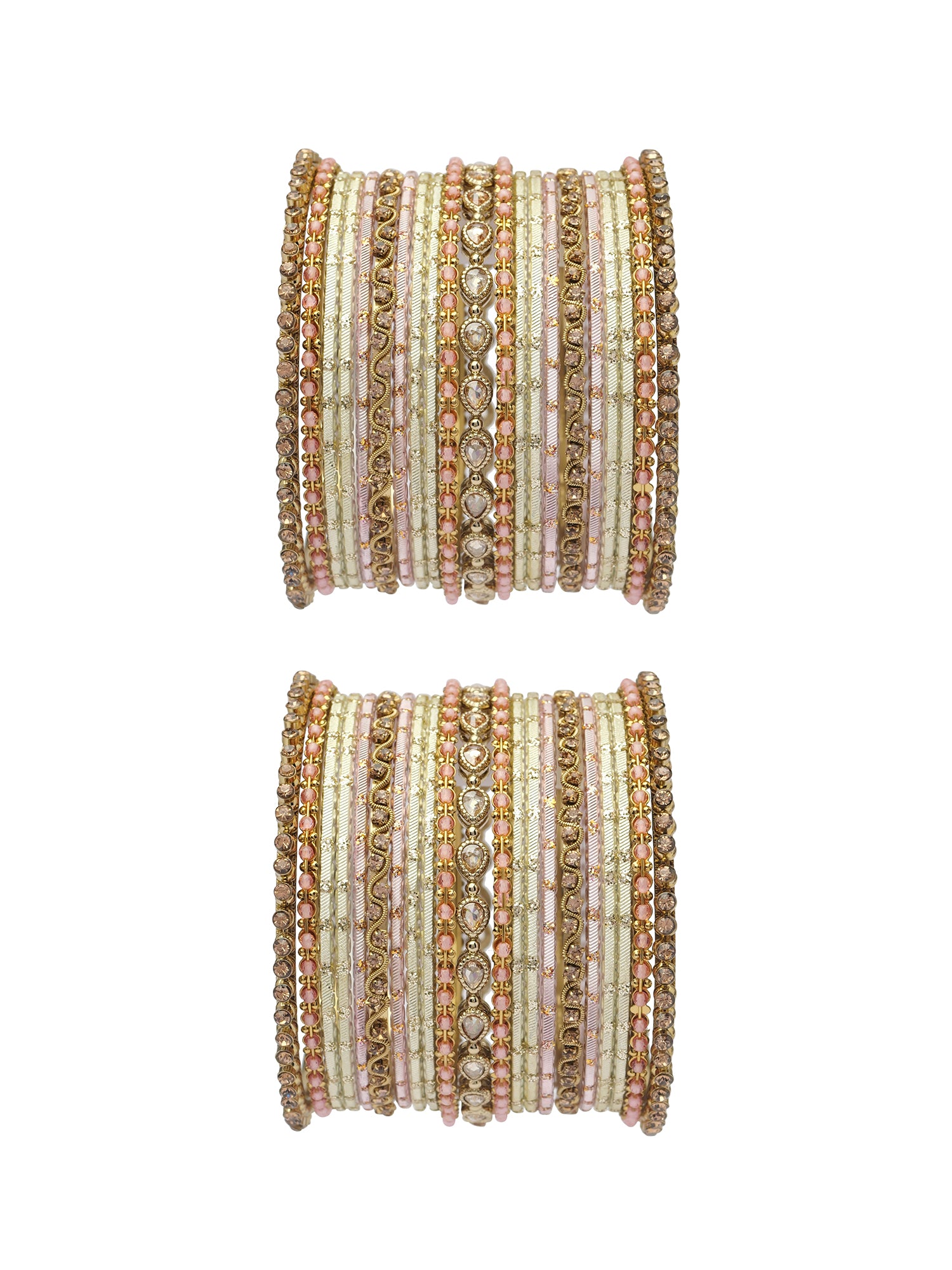 Nuvira Bangle Set in Pink and Antique Gold