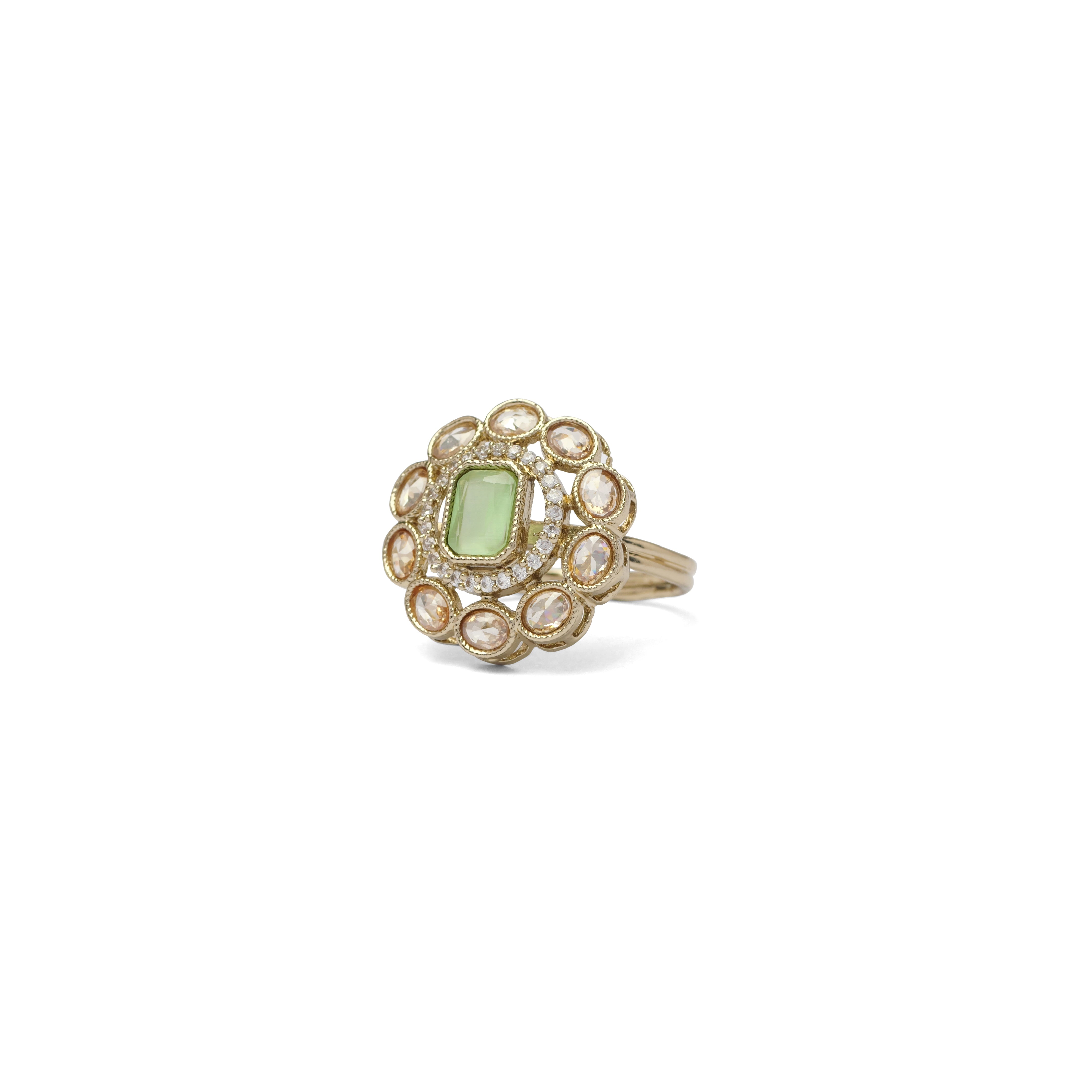 Nyla Ring in Dark Mint and Antique Gold