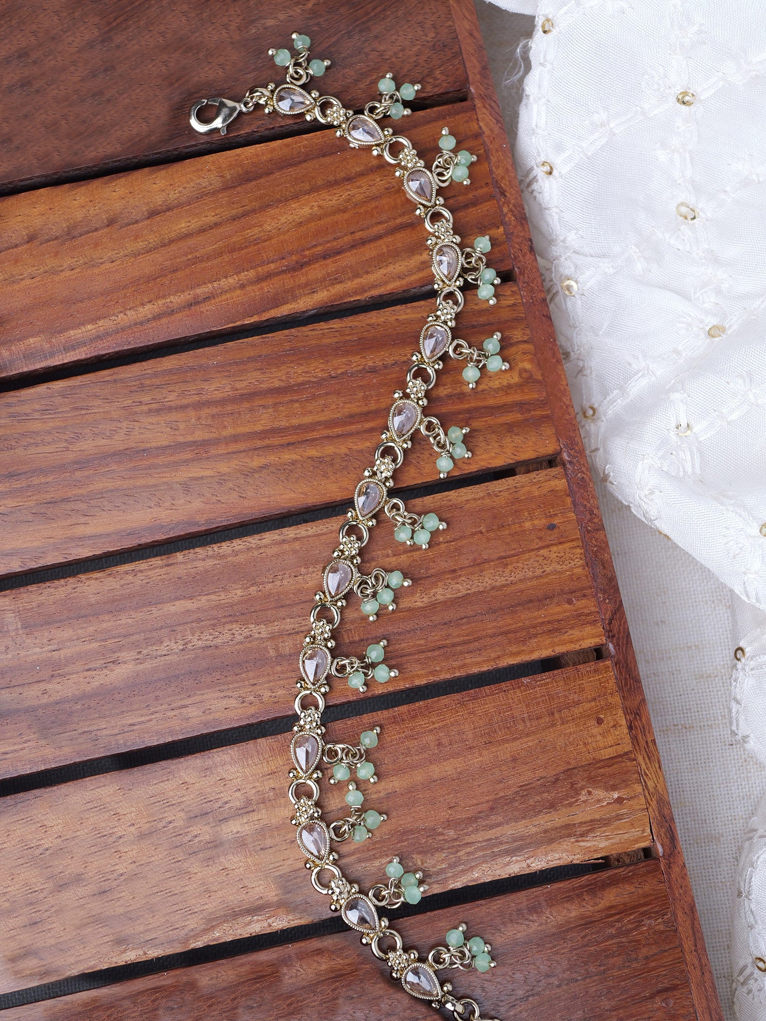 Nysha Pearl Anklet in Mint