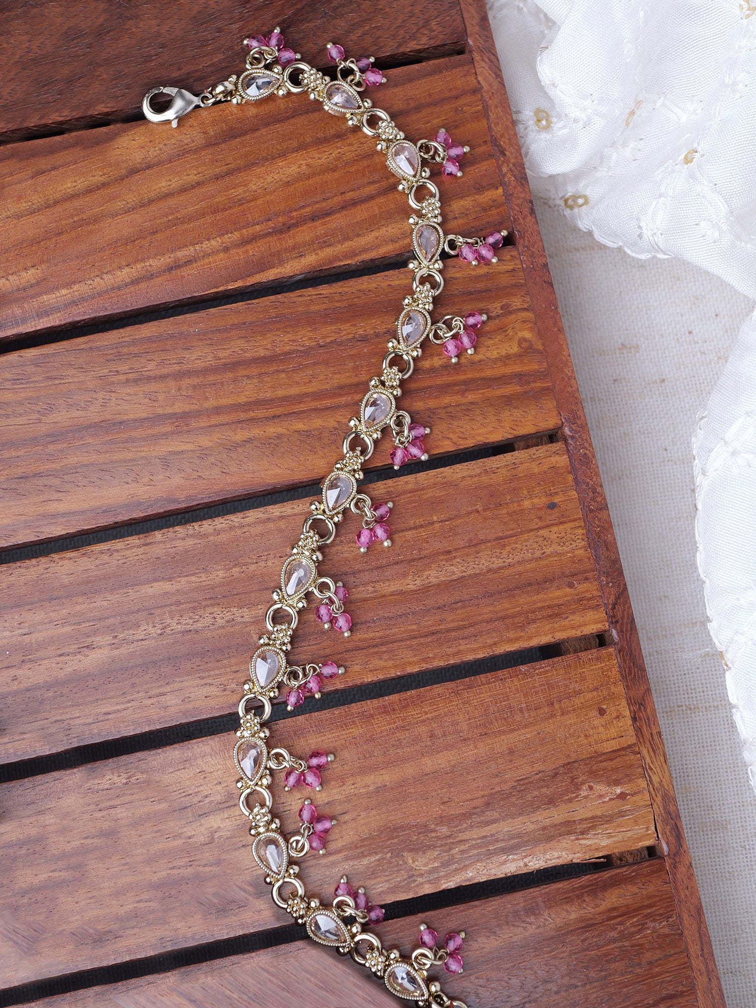 Nysha Pearl Anklet in Pink