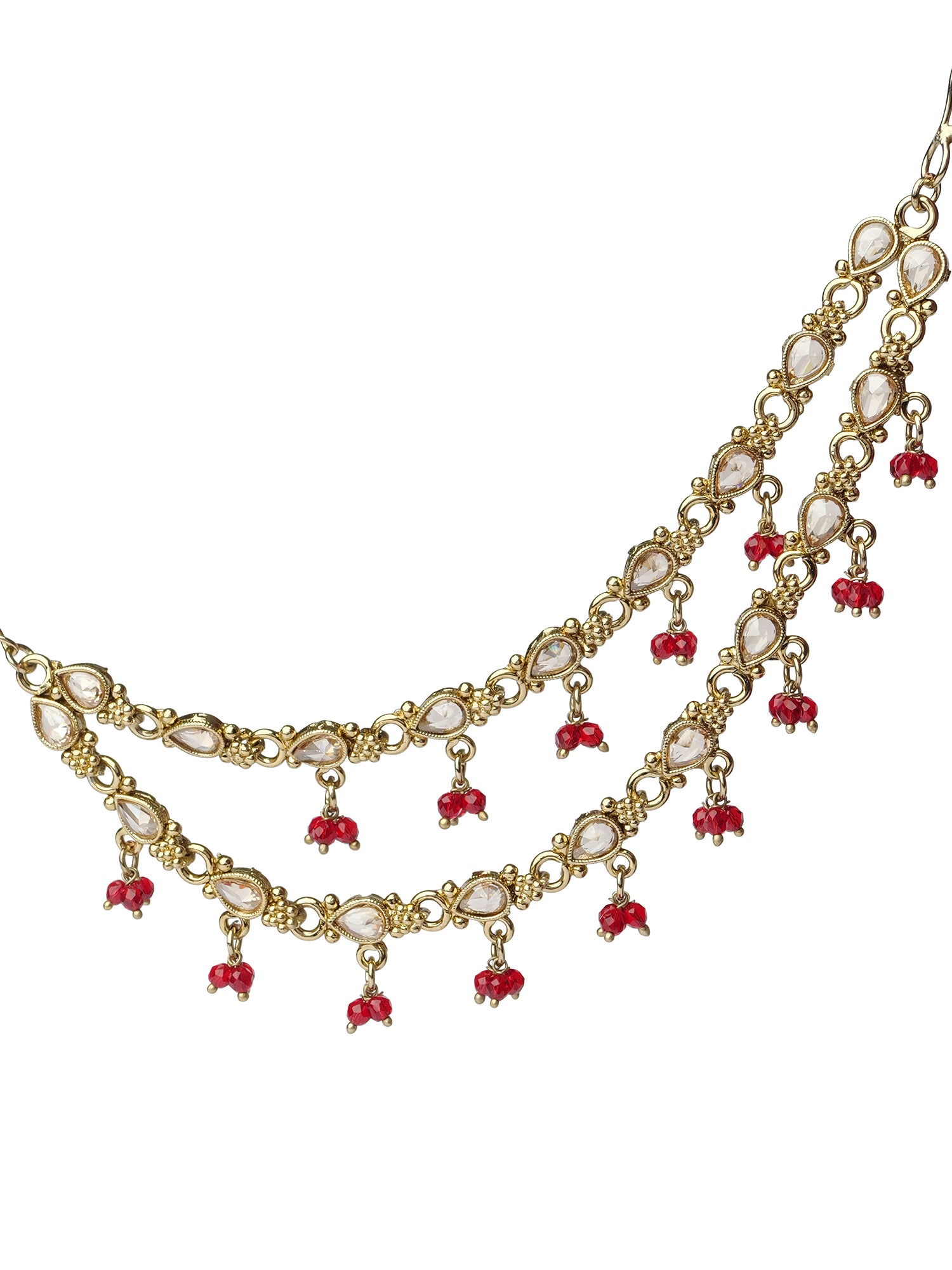Nysha Ear Chains in Maroon and Antique Gold