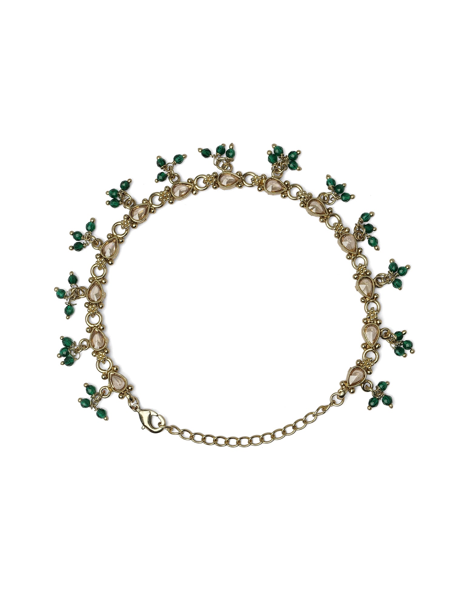Nysha Pearl Anklet in Green