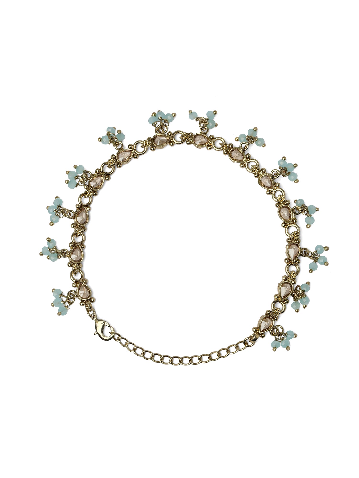 Nysha Pearl Anklet in Light Blue