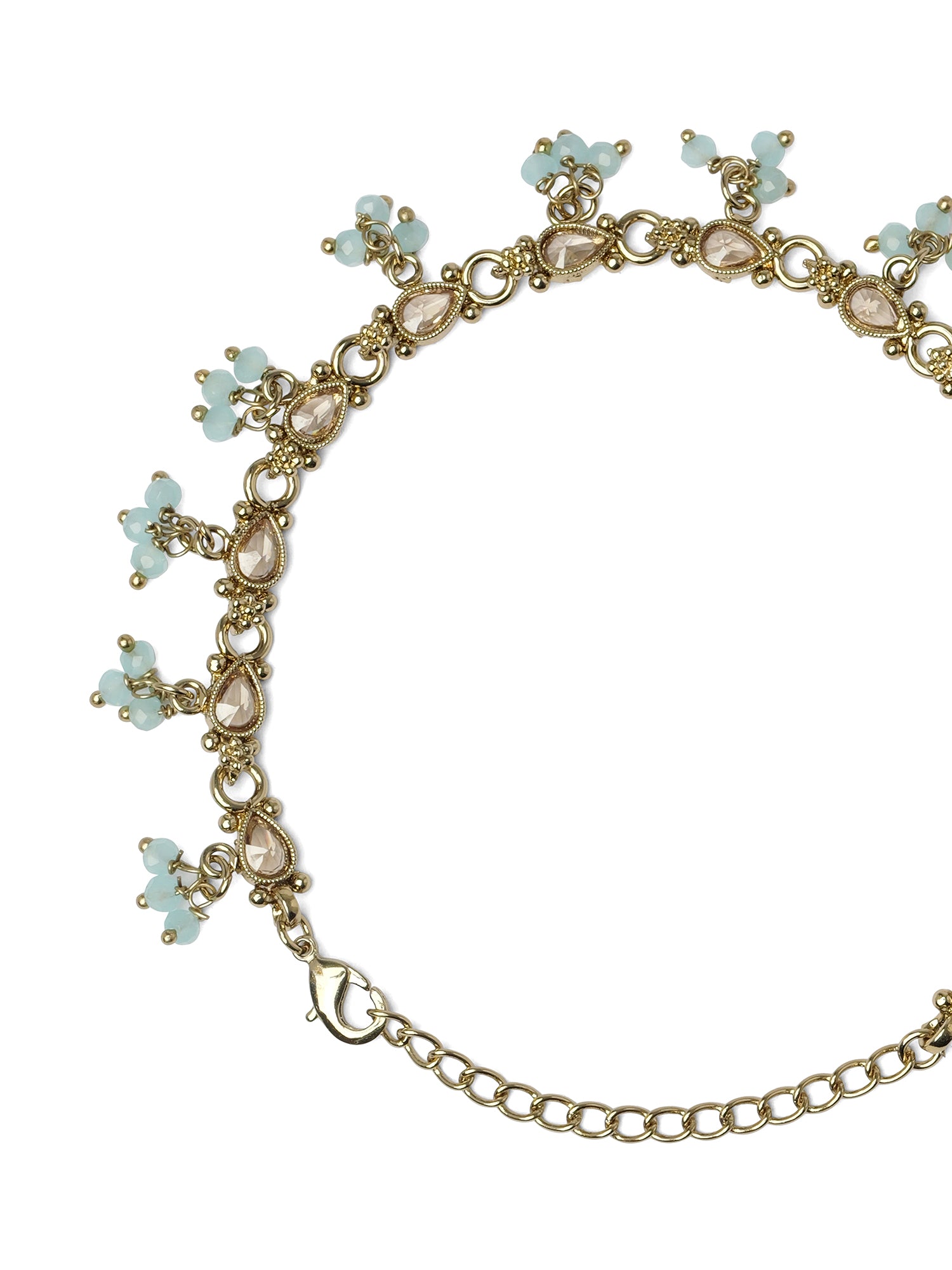 Nysha Pearl Anklet in Light Blue