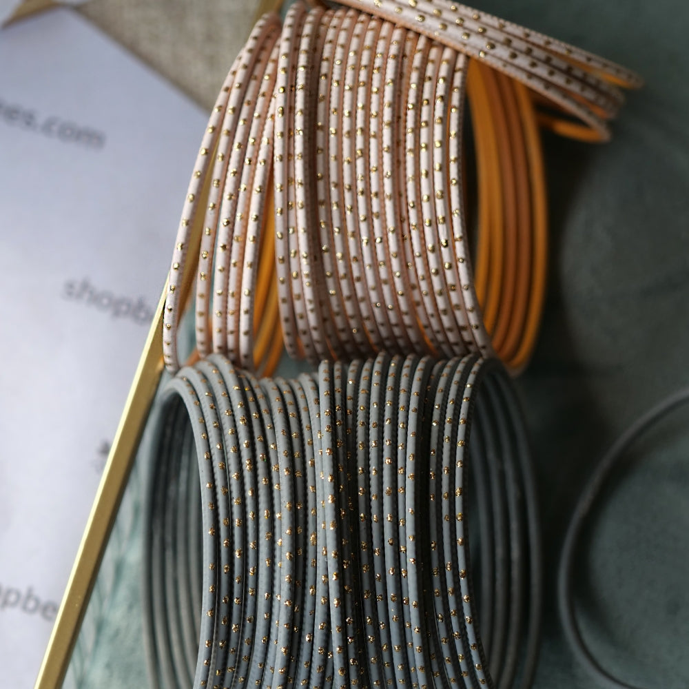 Pewter Grey Gold Dot Bangles