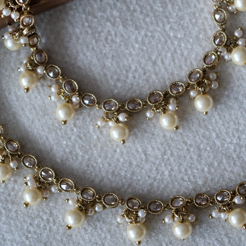 Pearl Anklet in Antique Gold